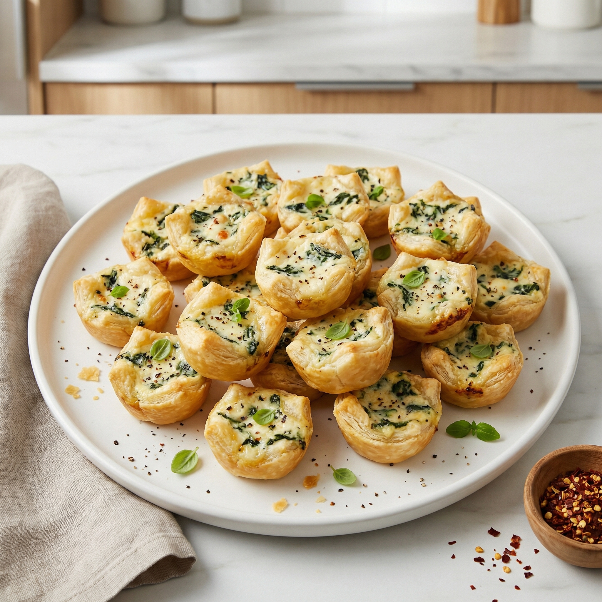 Individual Spinach-Ricotta Puff Pastry Quiches