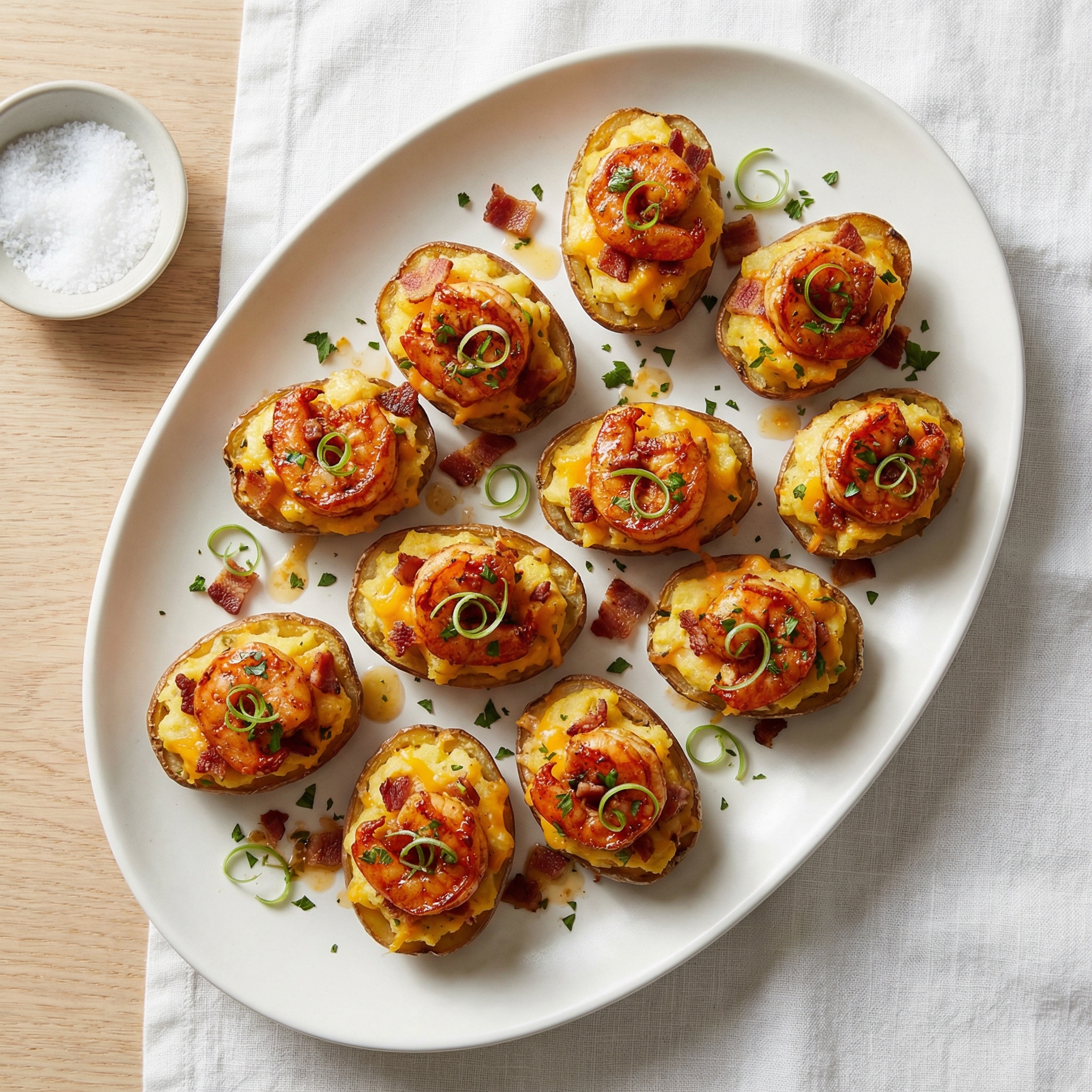 Bite-Size Twice-Baked Potatoes with Shrimp