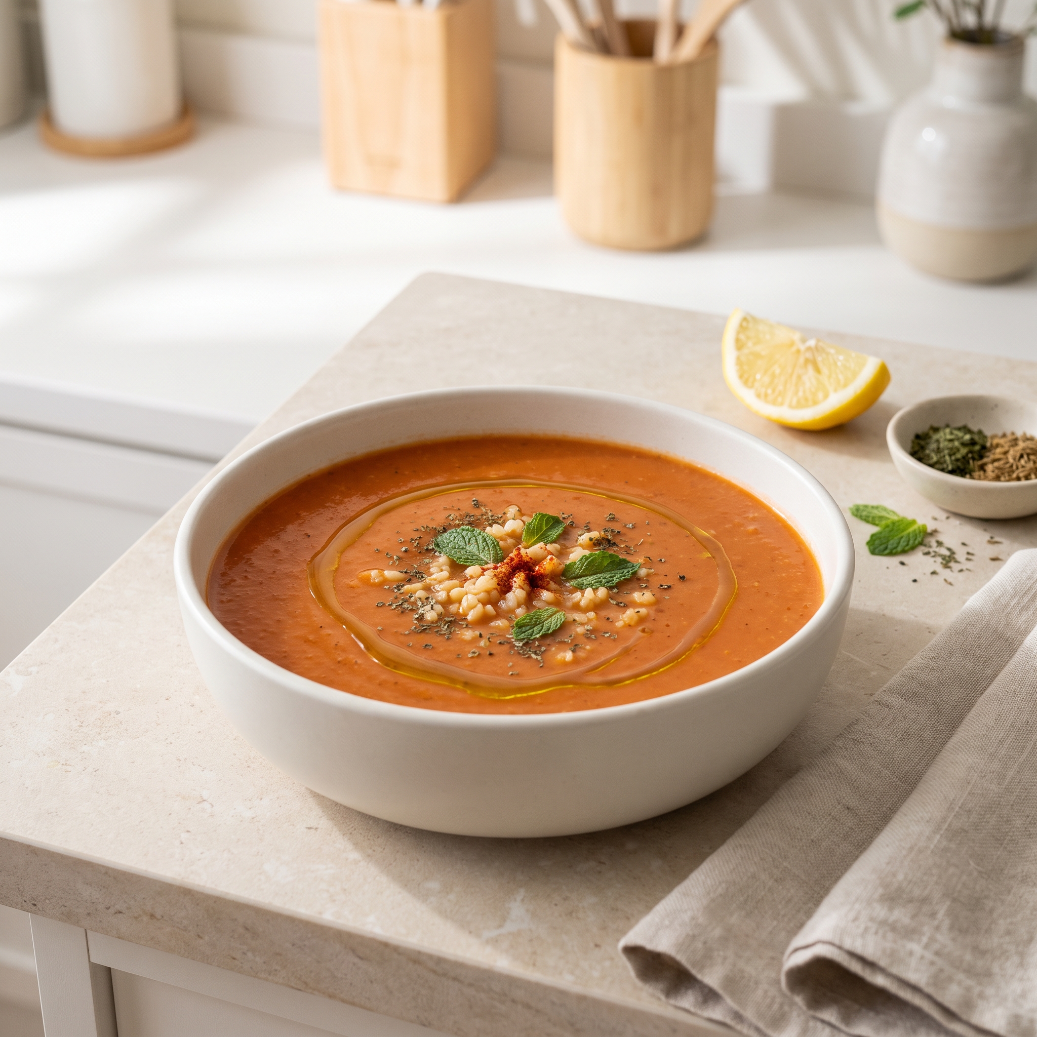 Mint-Kissed Turkish Red Lentil Soup