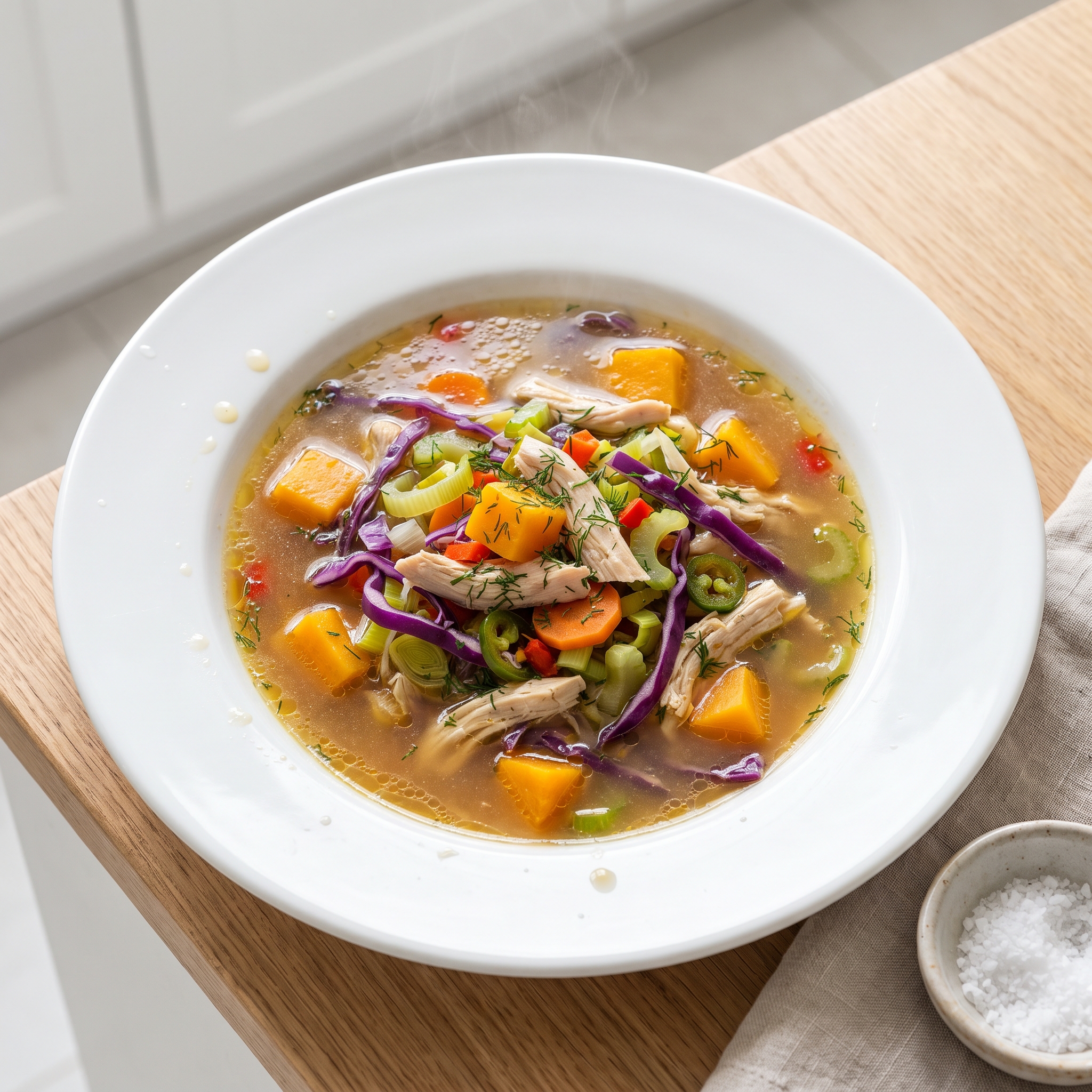 Miso Chicken Soup with Mixed Vegetables