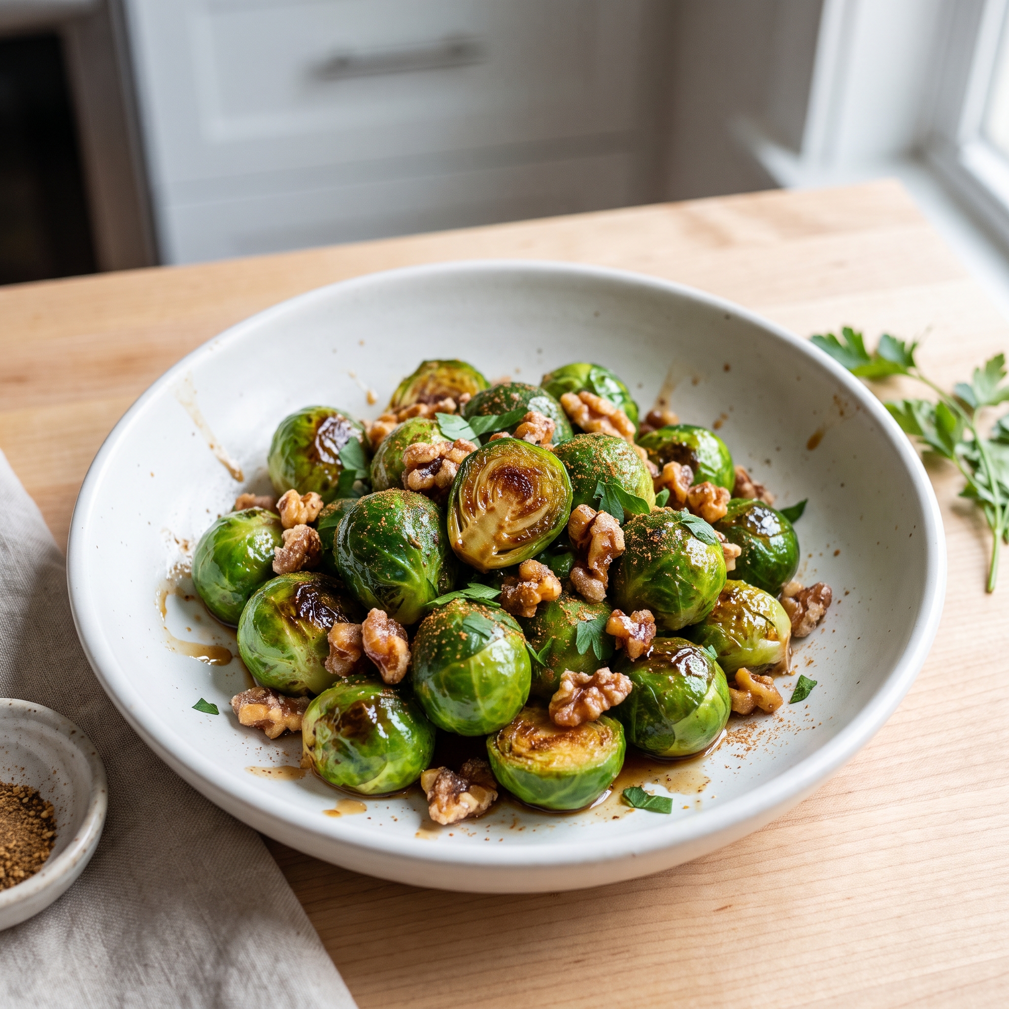 Mom’s Glazed Brussels Sprouts with Walnuts