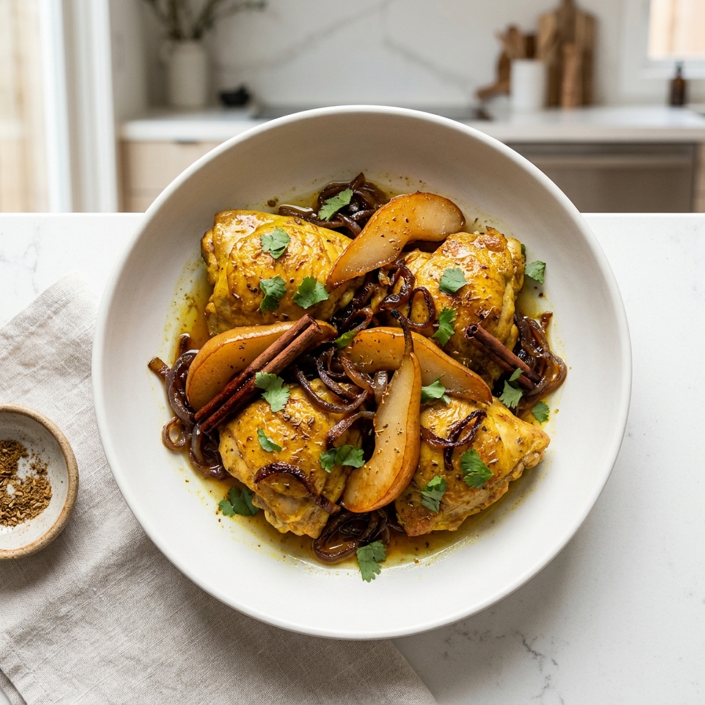 Moroccan Chicken Tagine with Caramelized Pears