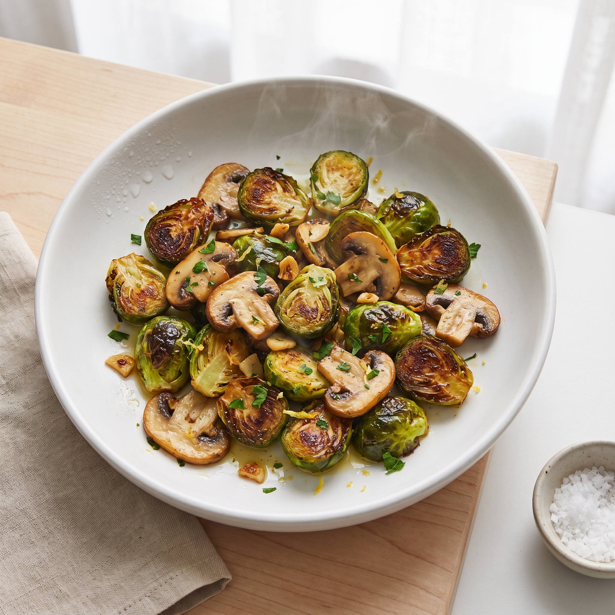 Mushroom and Brussels Sprouts Skillet