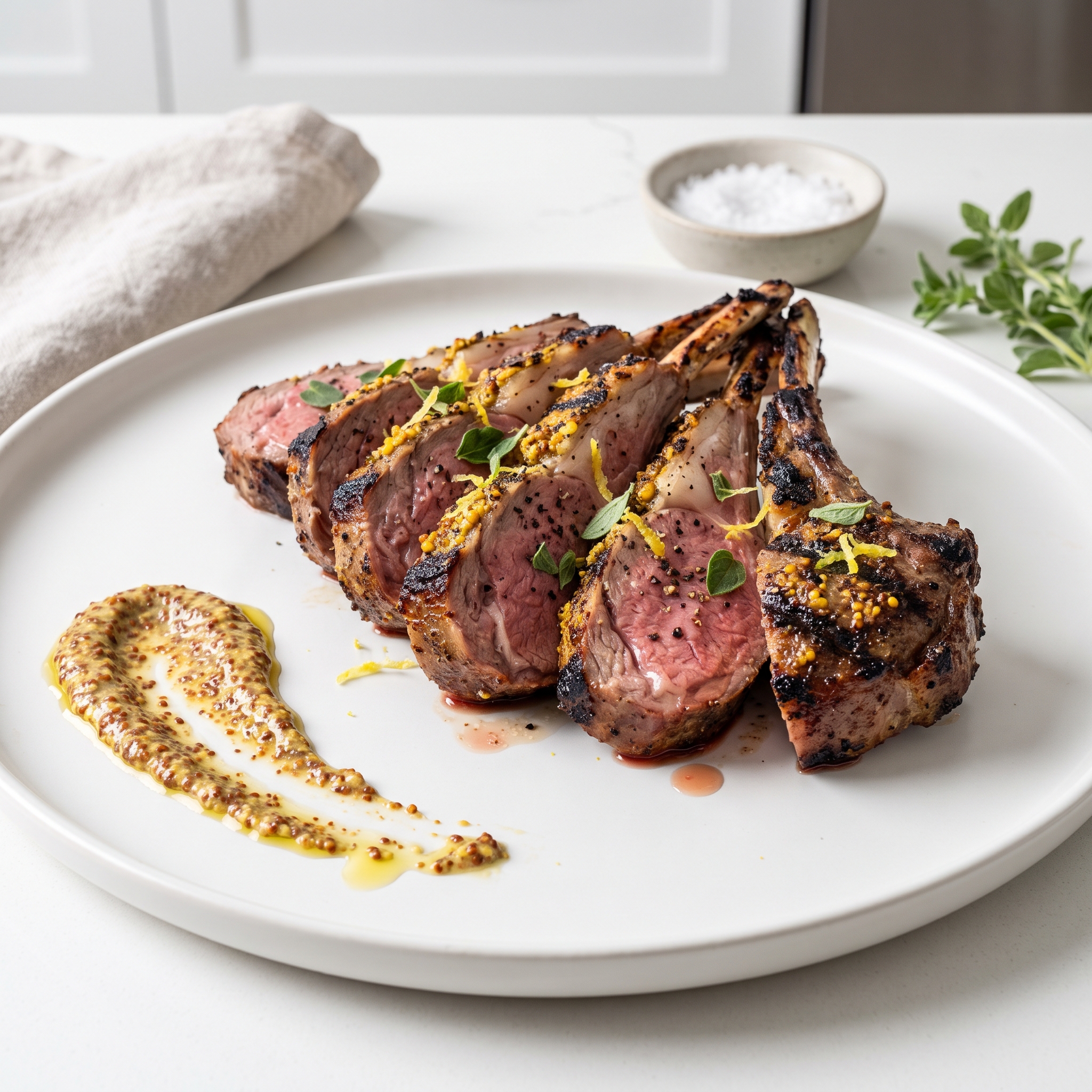 Mustard-Crusted Grilled Rack of Lamb