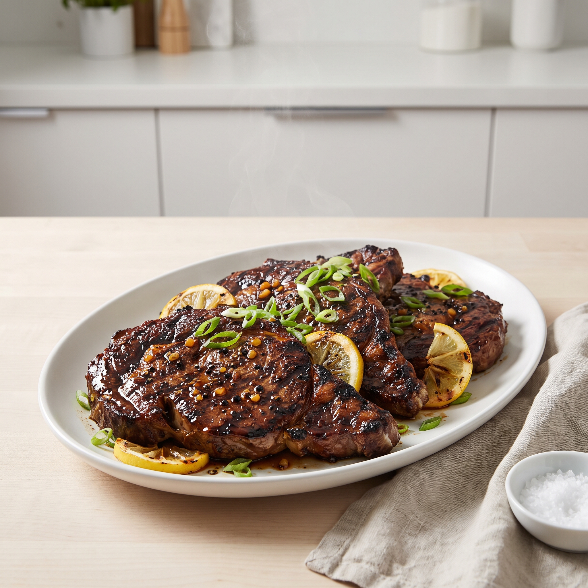 New Orleans-Style Bourbon Ribeye Steaks