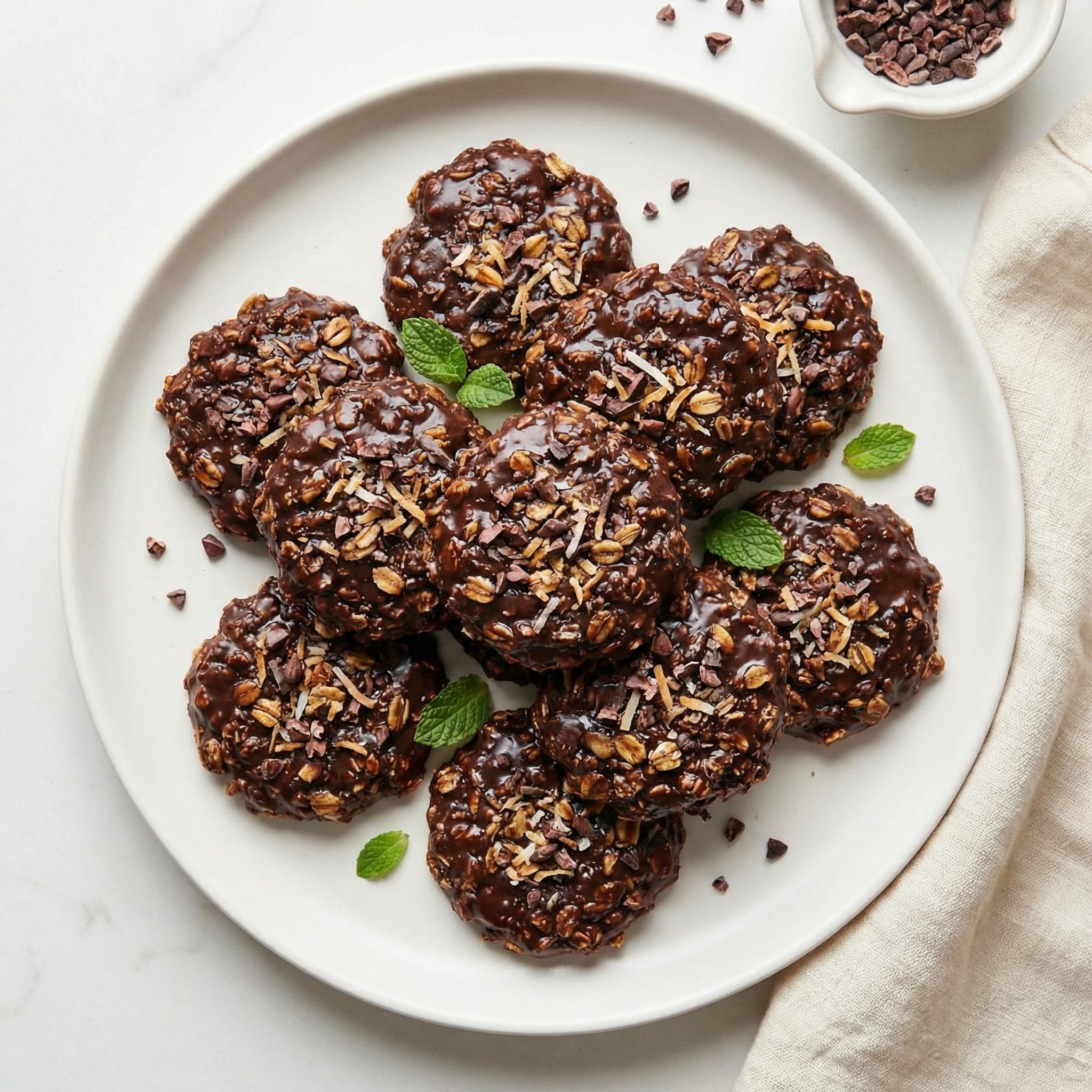 No-Bake Chocolate Oat Cookies with Coconut