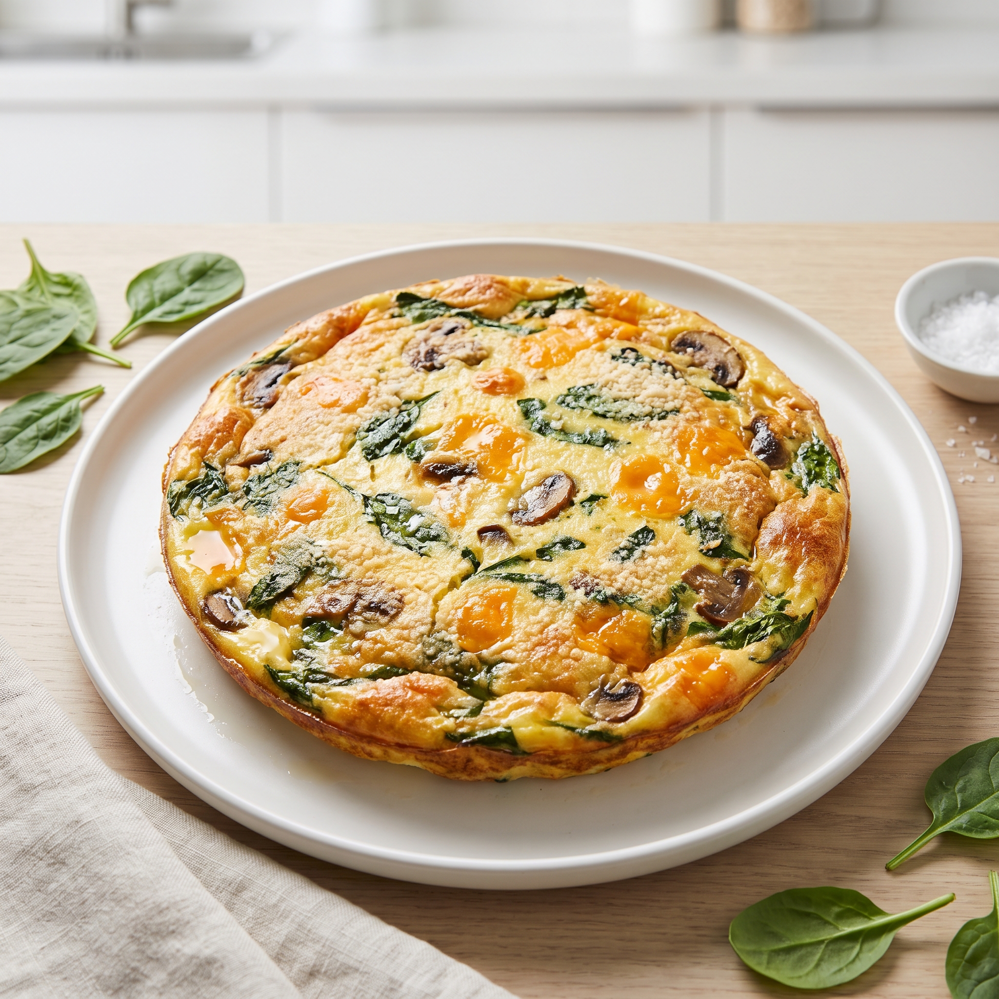 No-Crust Spinach and Mushroom Quiche