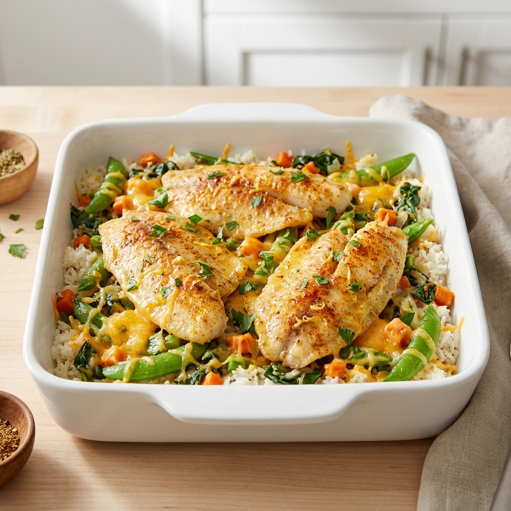 One-Pan Tilapia and Rice Bake