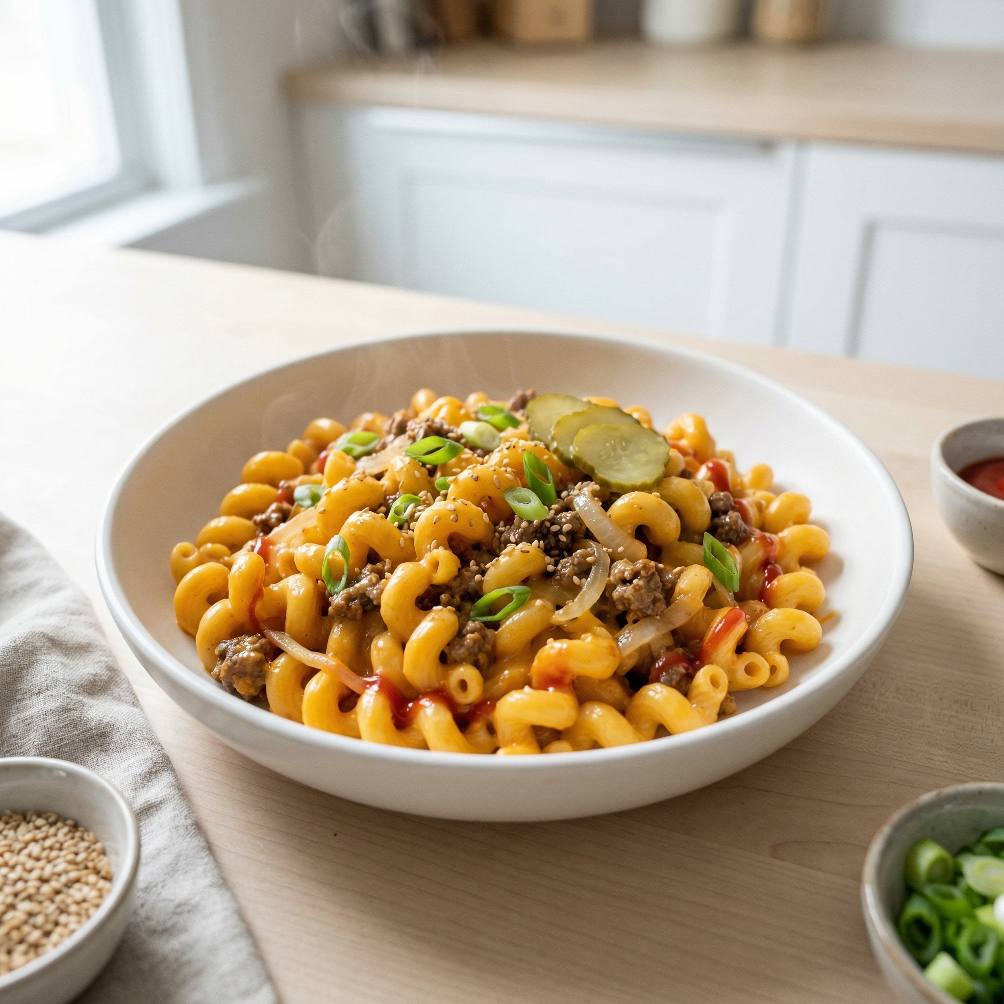 Skillet Cheeseburger Cavatappi (One Pot)