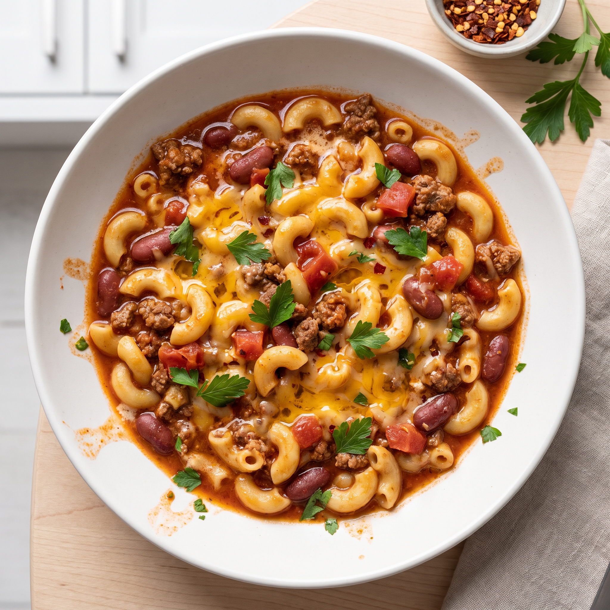 One-Pot Cheesy Chili Mac