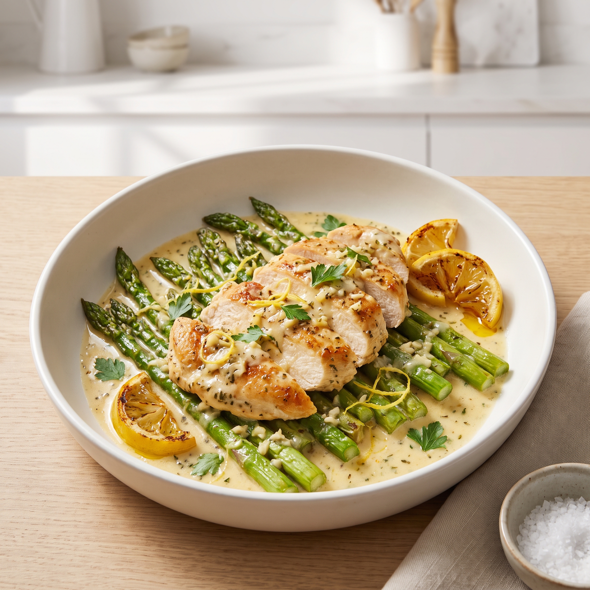 One Pan Lemon Chicken and Asparagus