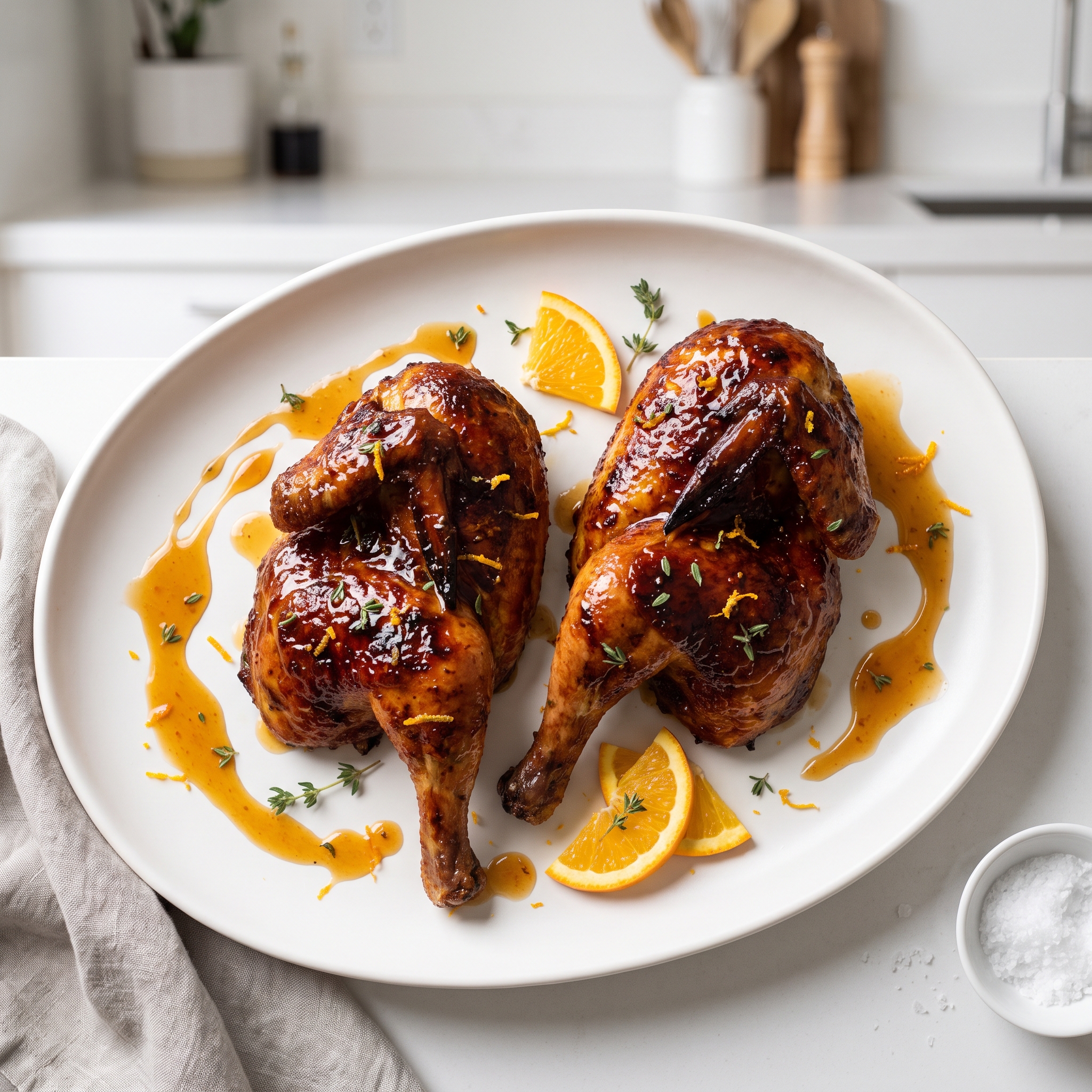 Orange-Honey Glazed Cornish Game Hens