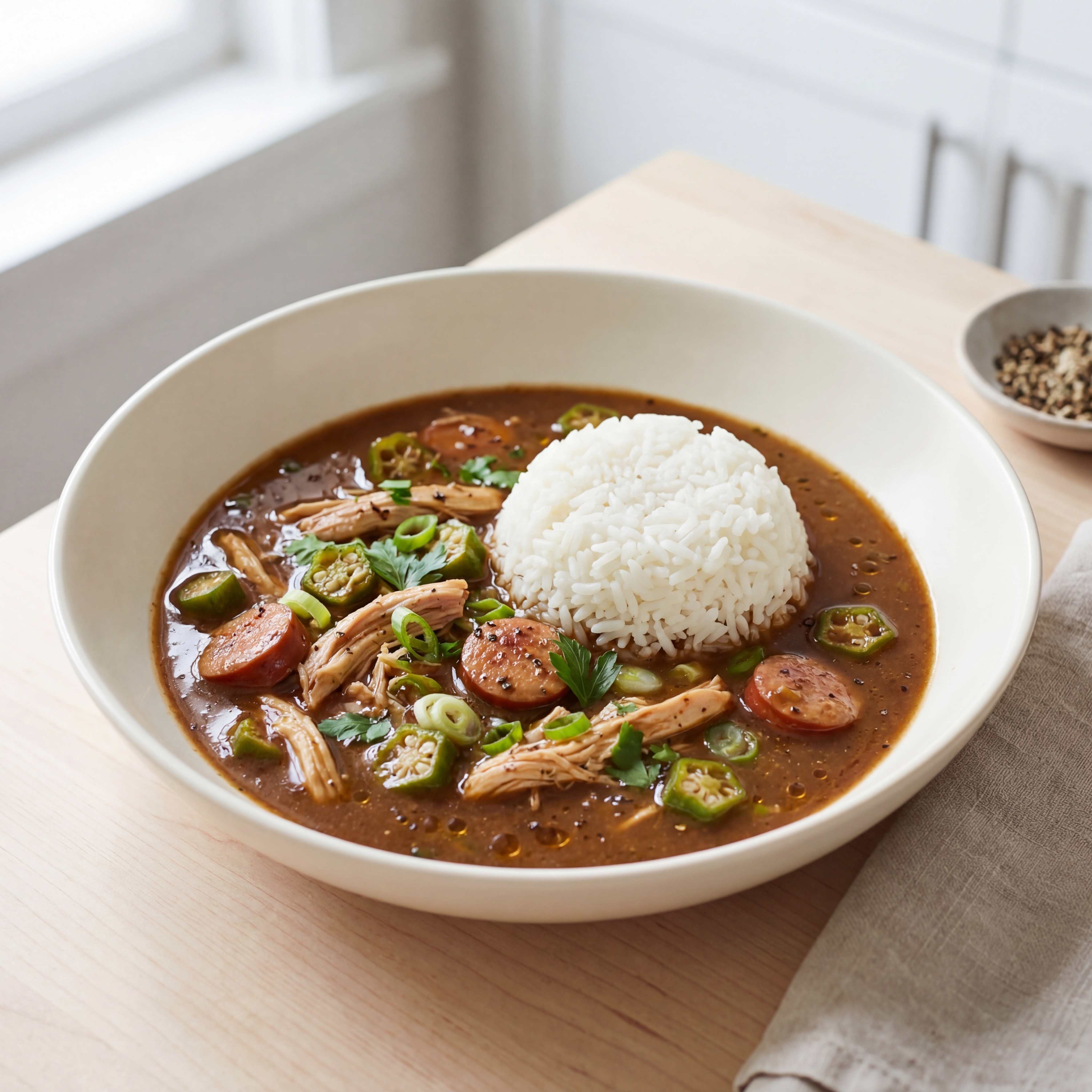 Baked Chicken and Sausage Gumbo