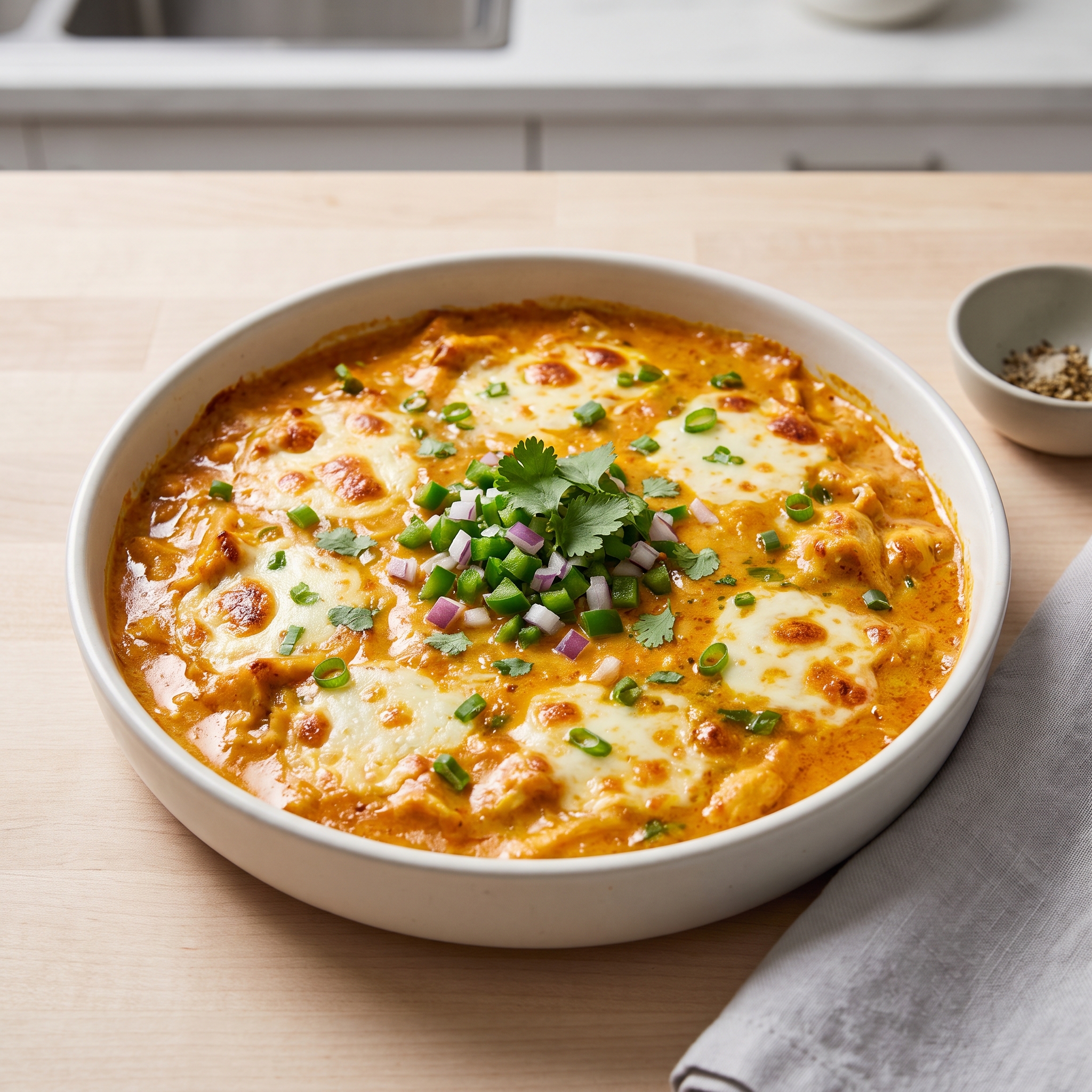 Oven-Baked Curried Chicken Cheese Dip