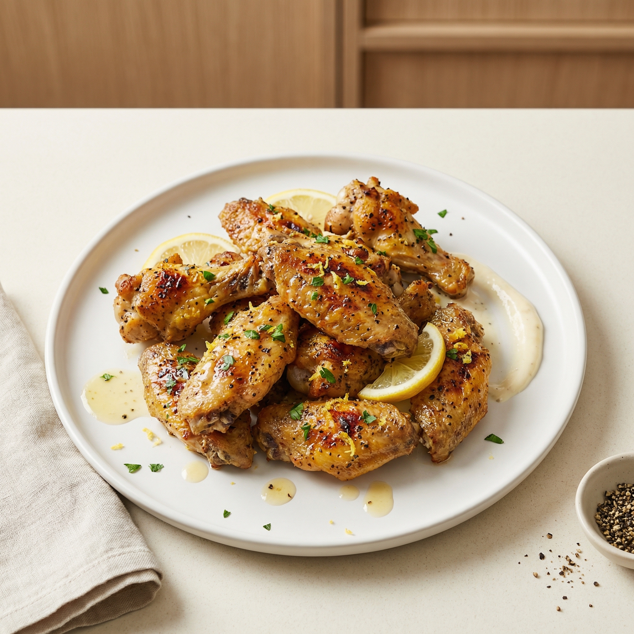 Crisp Lemon-Pepper Baked Chicken Wings