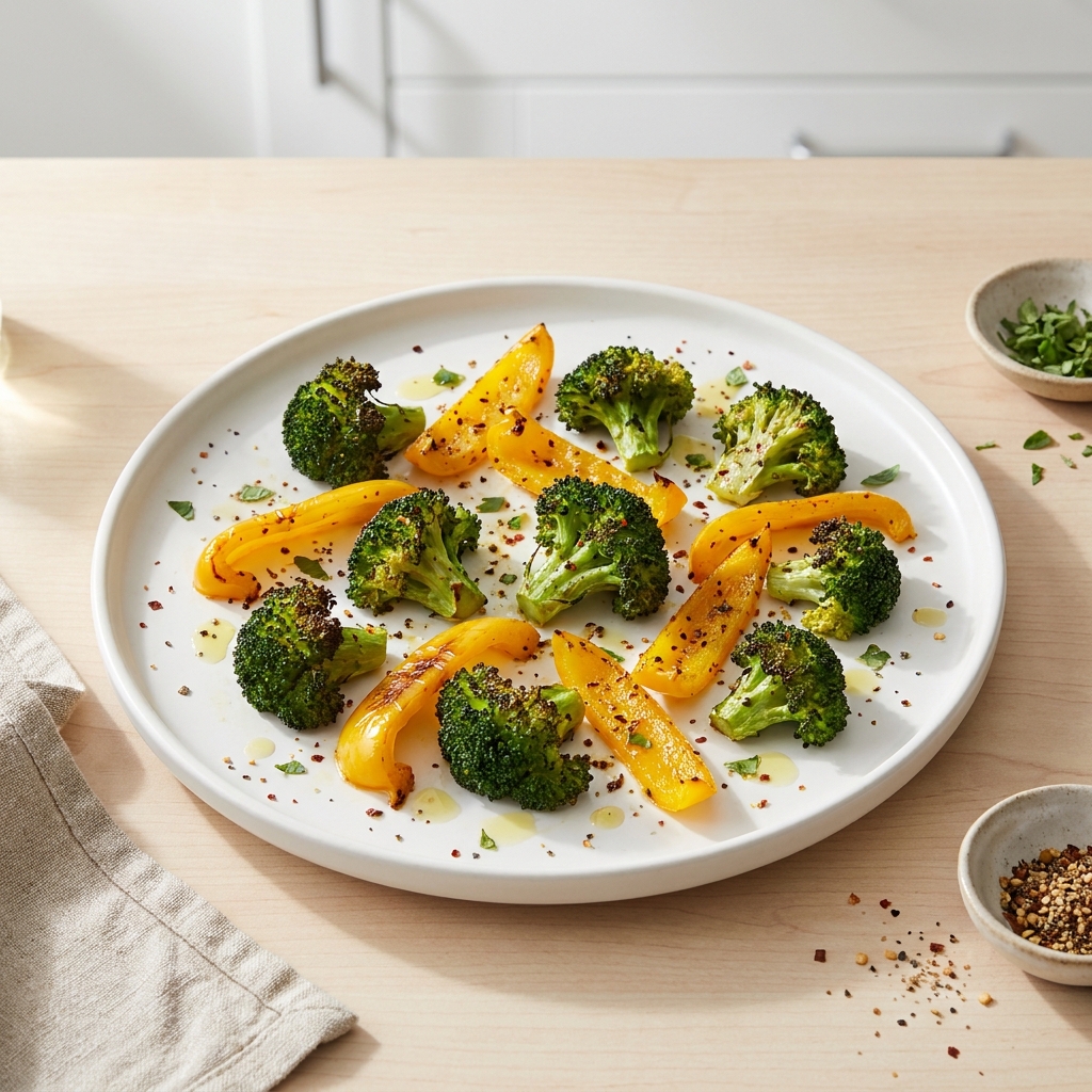 Oven-Roasted Broccoli with Bell Pepper