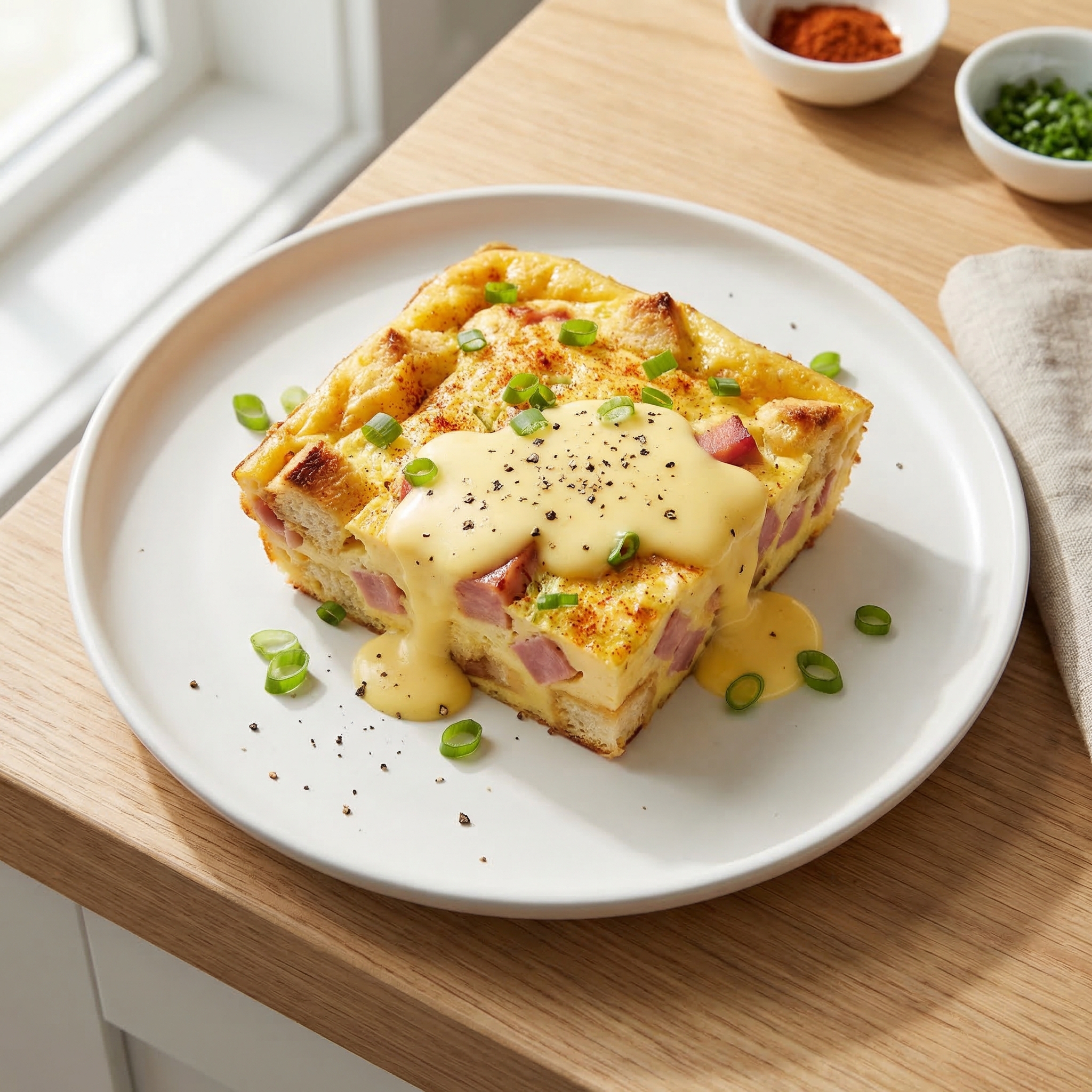Baked Eggs Benedict Breakfast Casserole