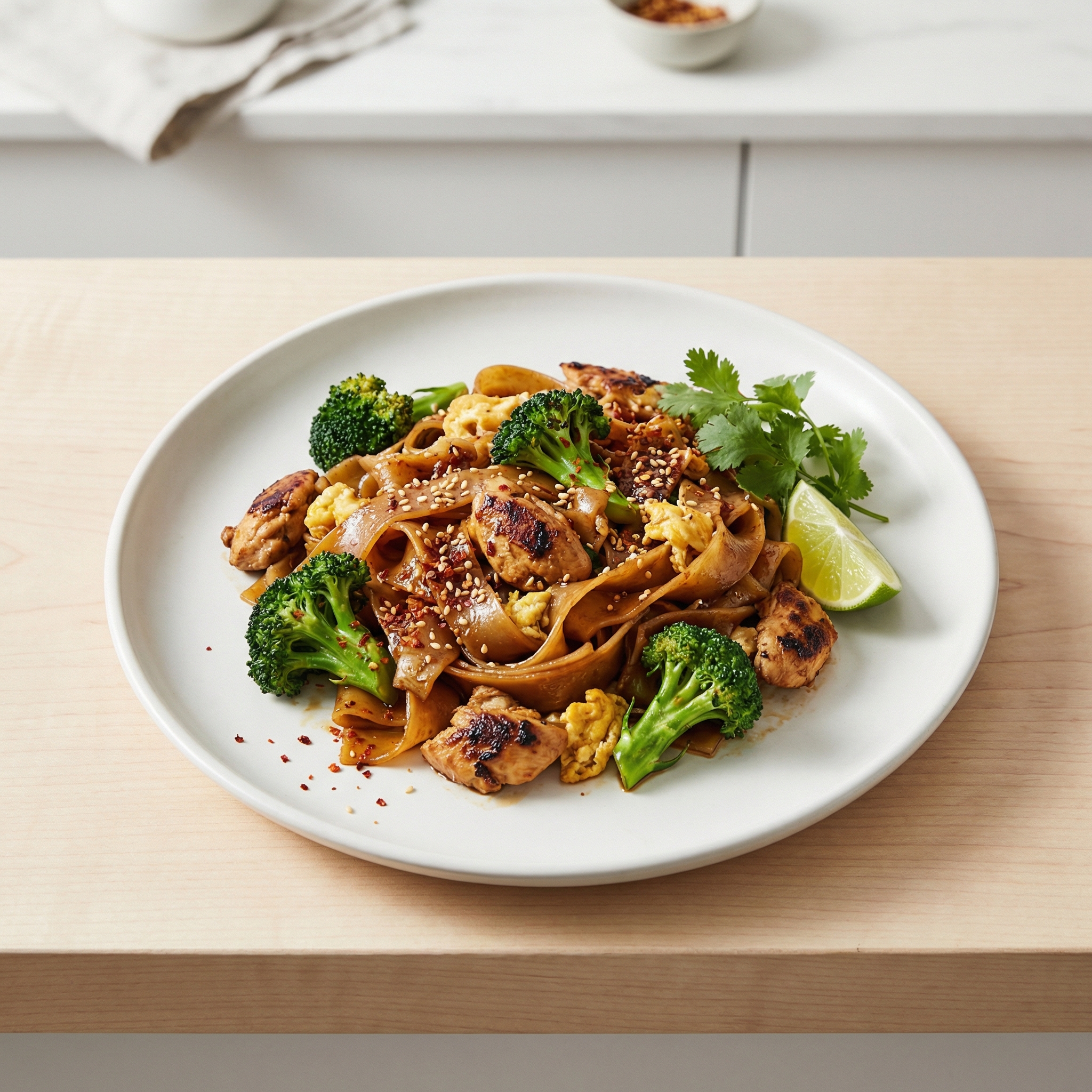 Chicken Pad See Ew (Thai Stir-Fried Rice Noodles)