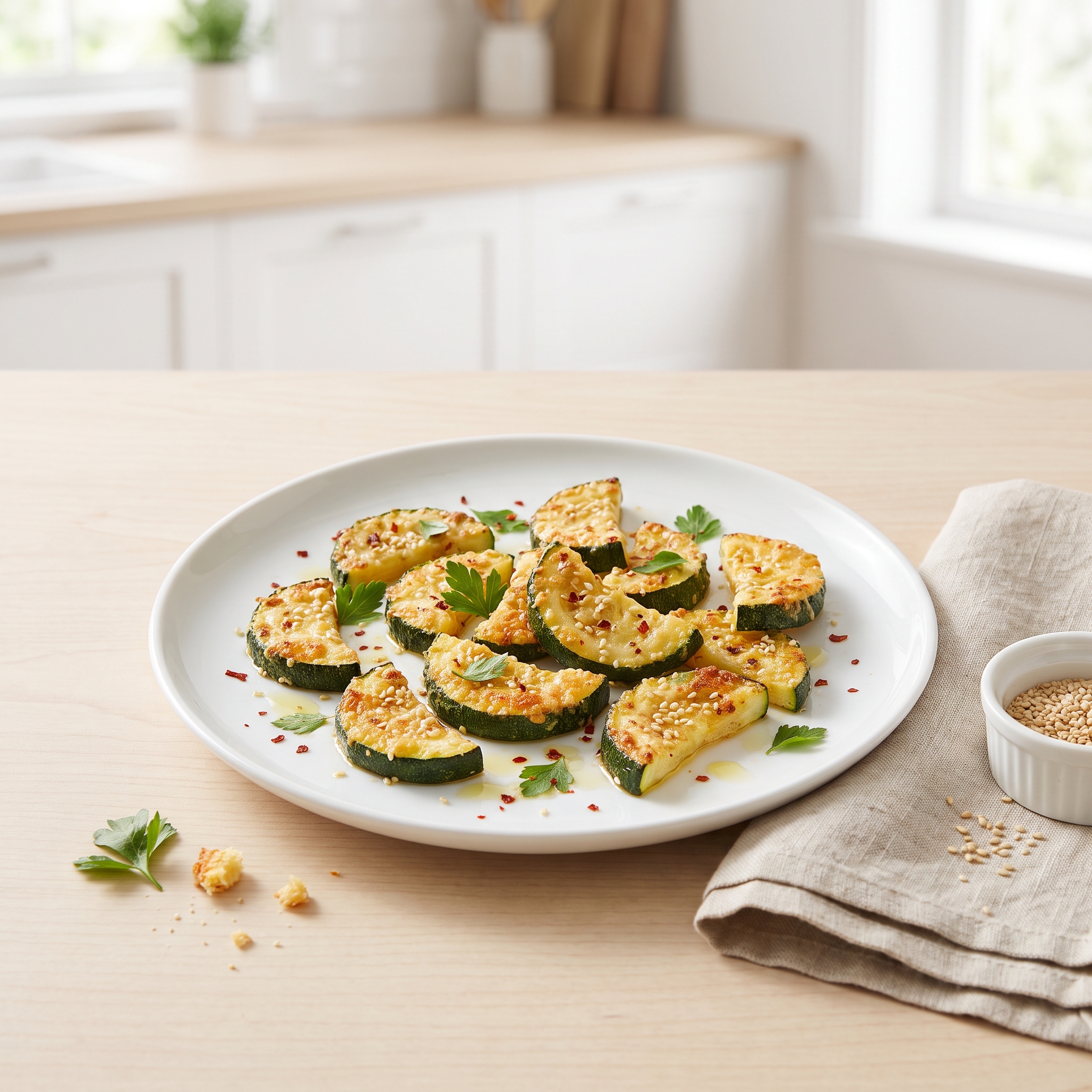 Parmesan-Sesame Zucchini Bites