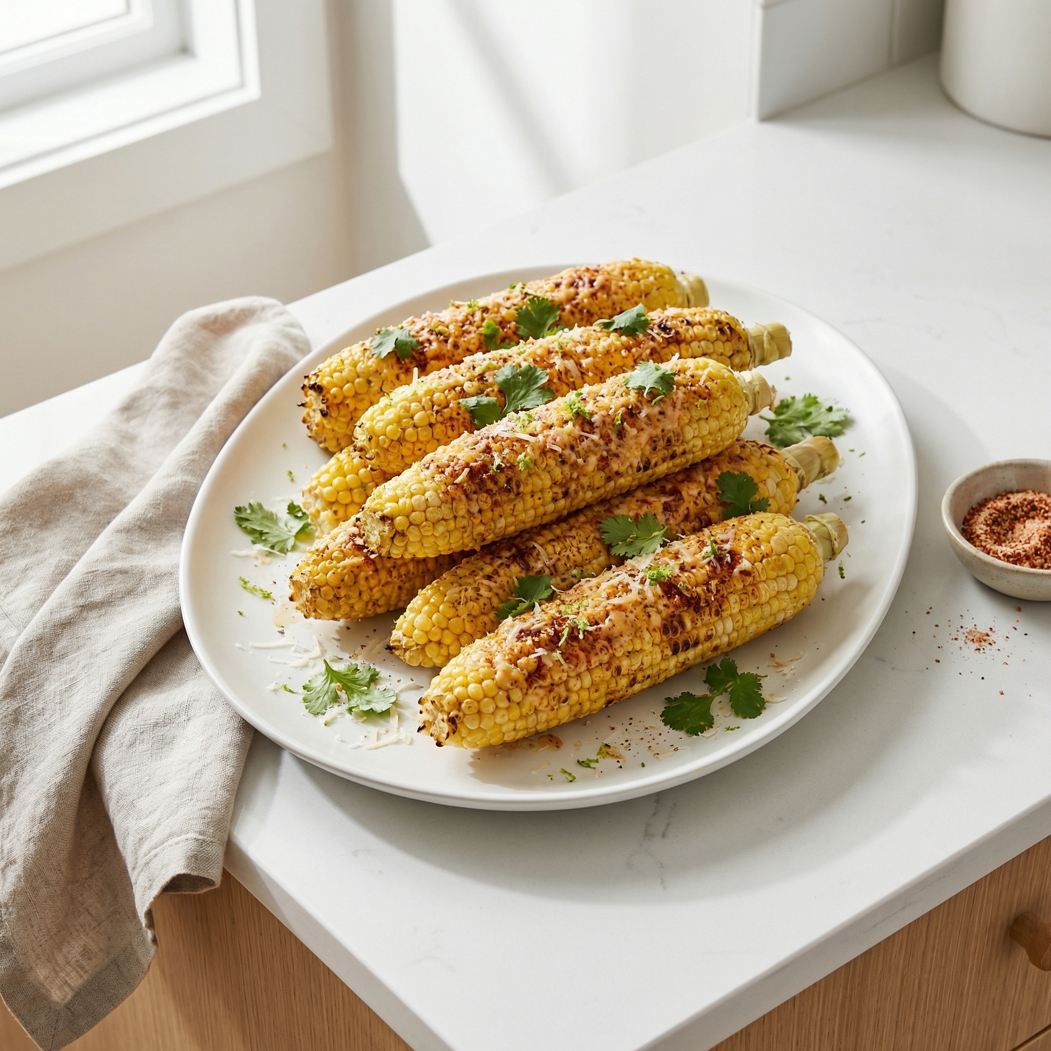 Foil-Grilled Corn on the Cob with Parmesan Chili Crust