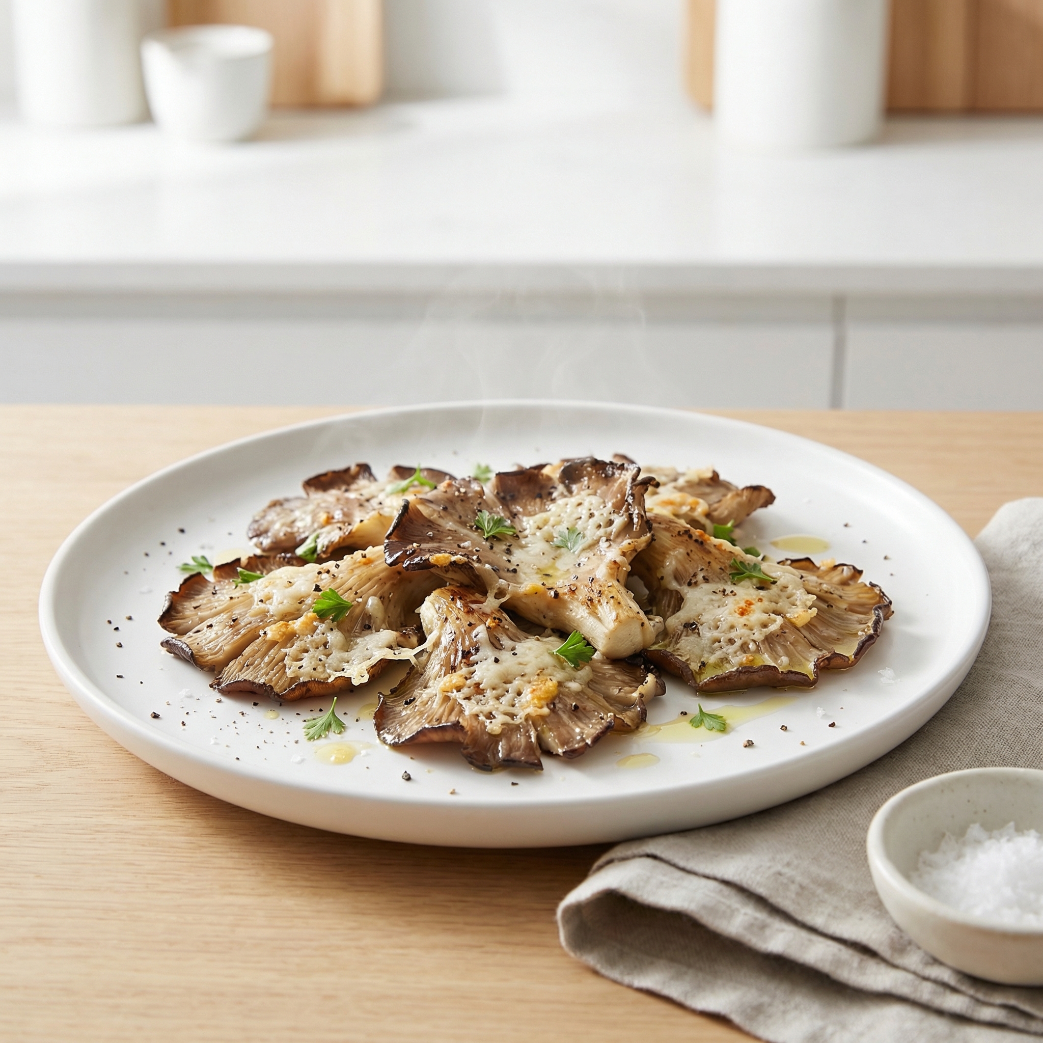 Parmesan-Topped Grilled Oyster Mushrooms