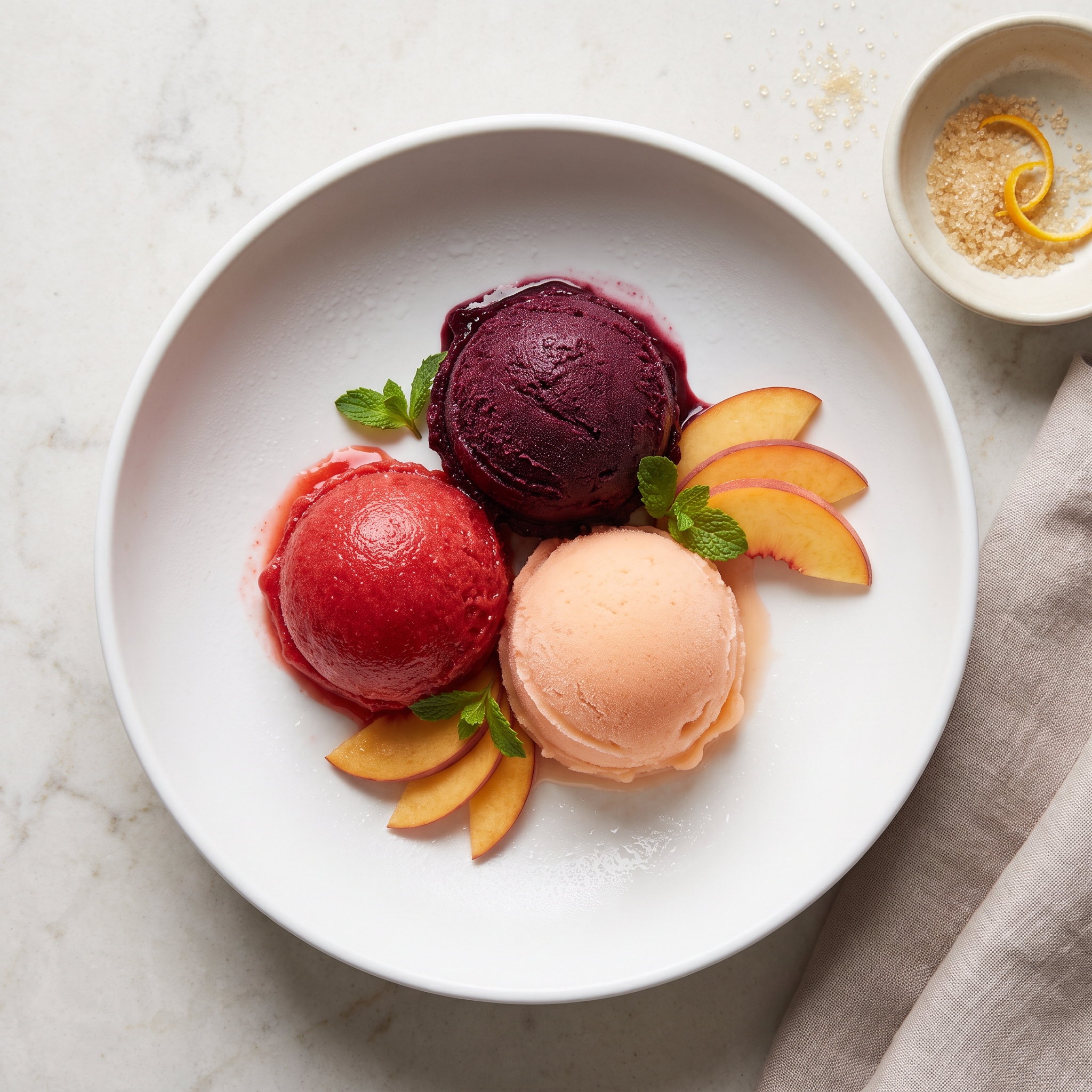 Peach, Blackberry & Strawberry Sorbet