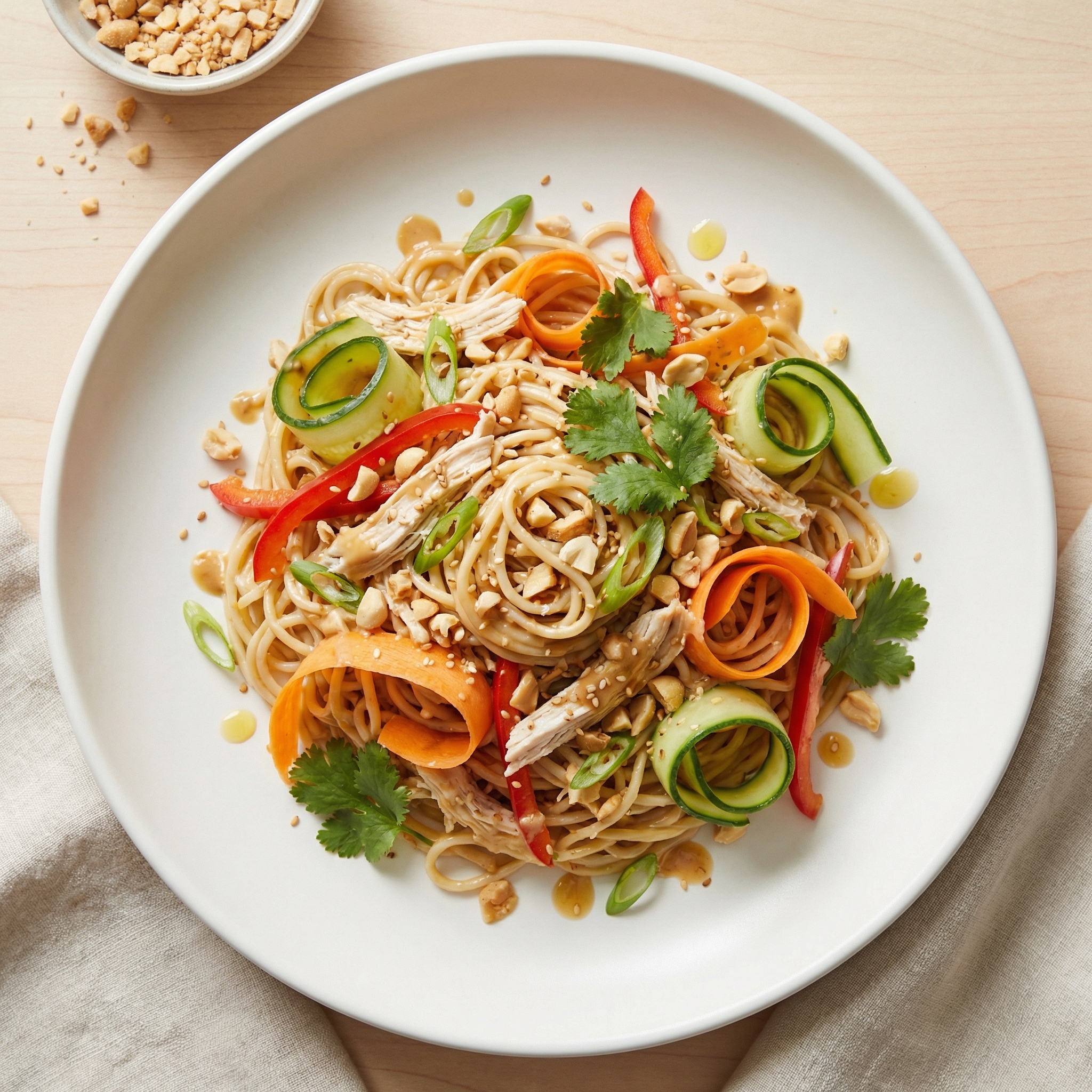Chicken Noodle Salad with Peanut-Ginger Dressing