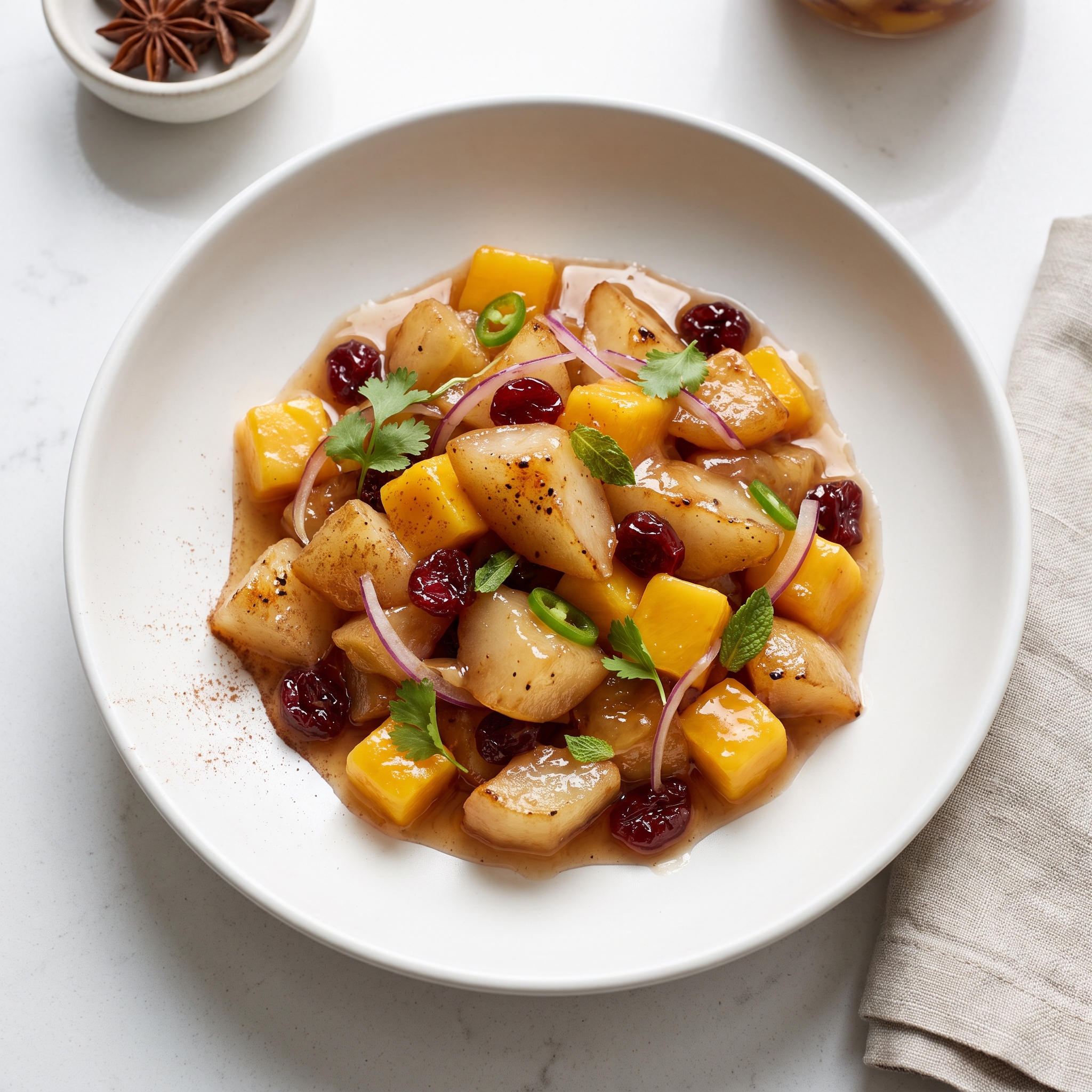 Pear and Mango Chutney with Roasted Pears