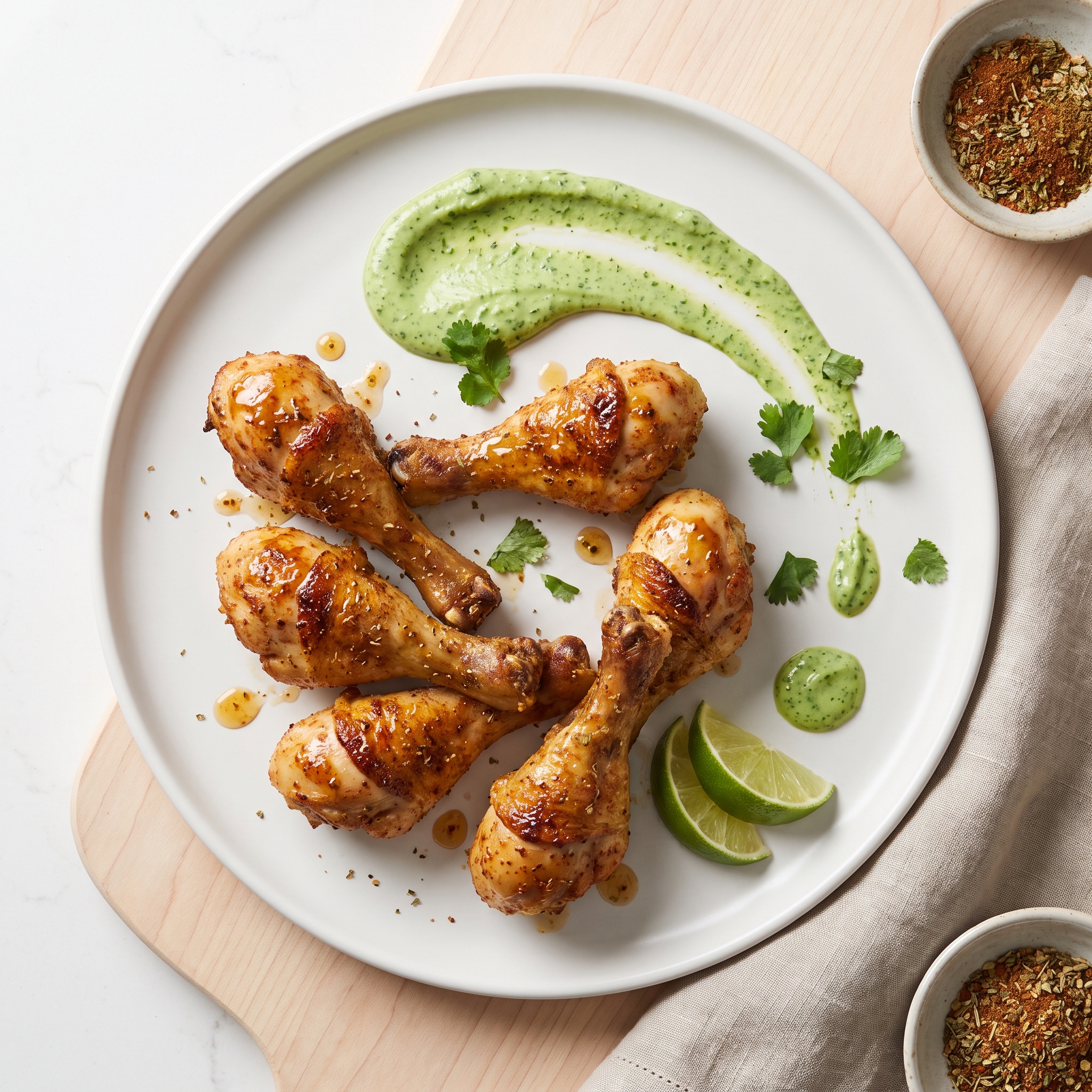 Peruvian-Style Air Fryer Drumsticks with Green Crema