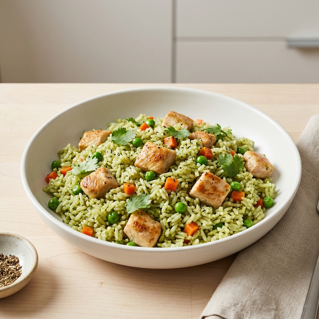 Peruvian Green Cilantro Rice with Chicken
