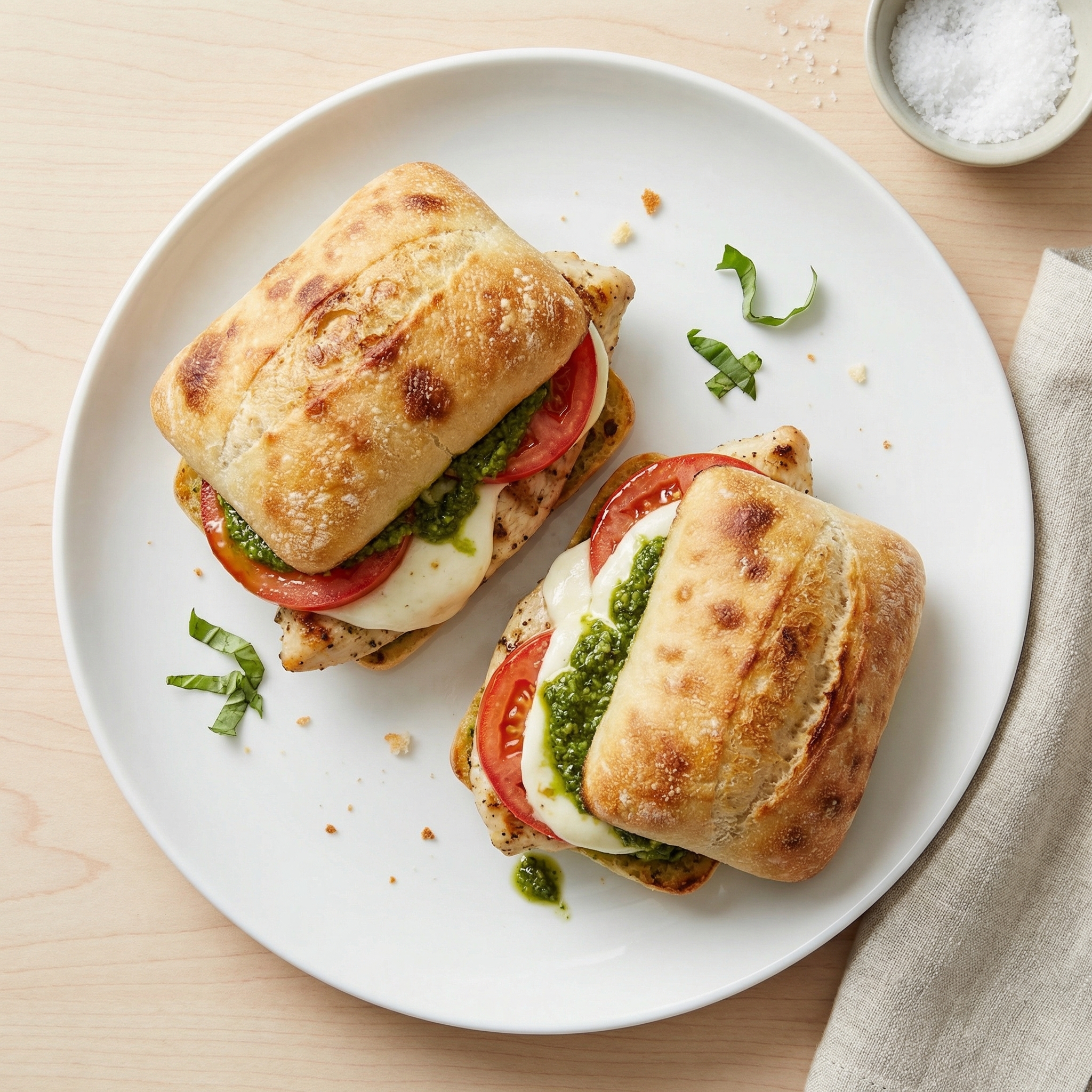 Chicken Caprese Pesto Ciabatta Sandwich