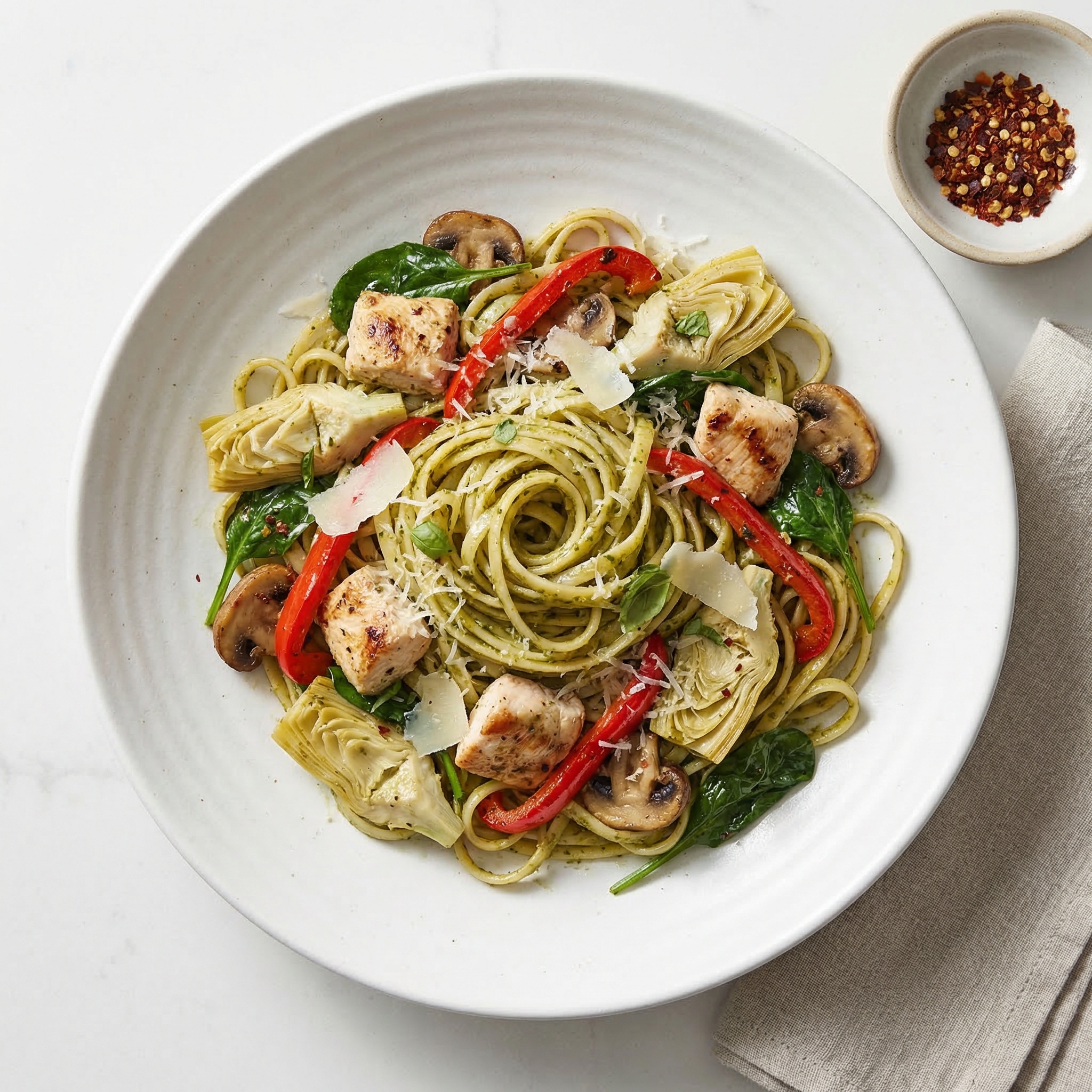 Spence's Chicken Pesto Linguine