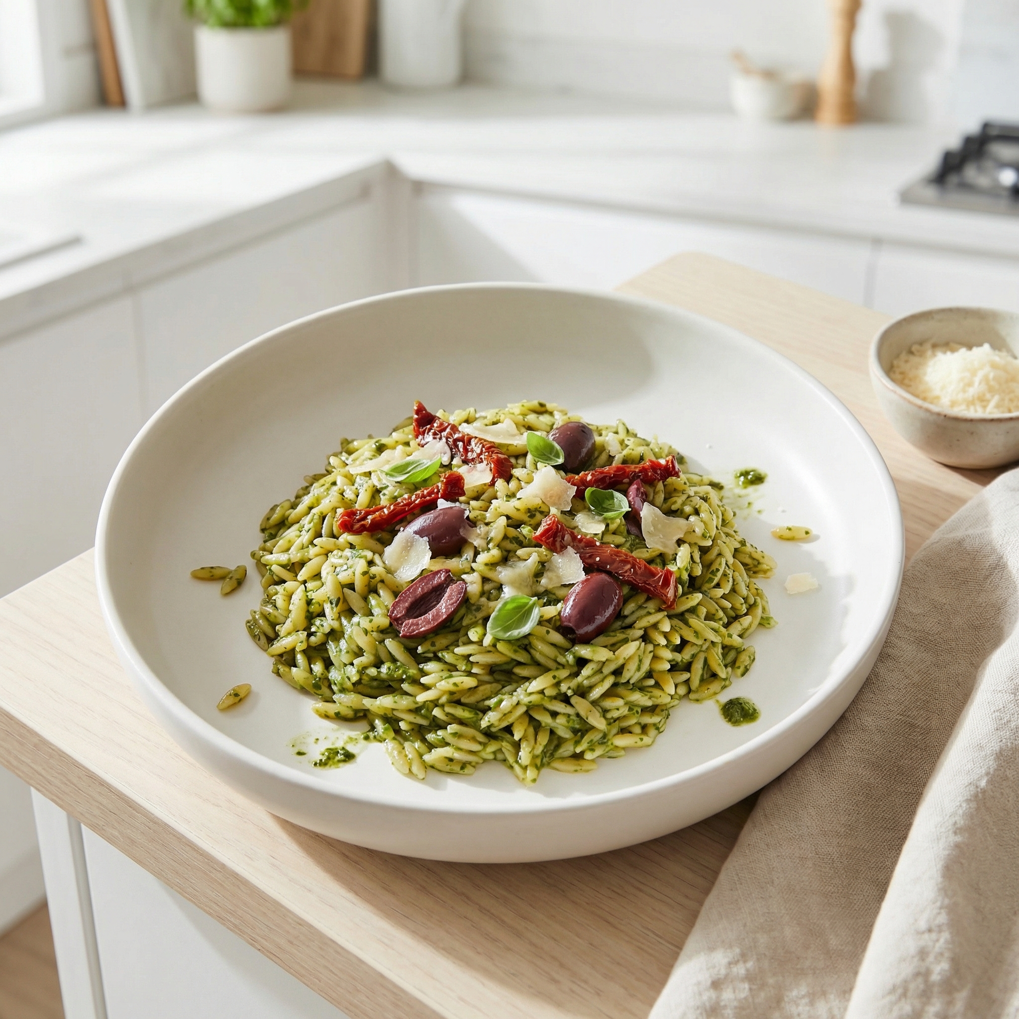 Orzo Tossed with Sun-Dried Tomatoes and Kalamata Olives