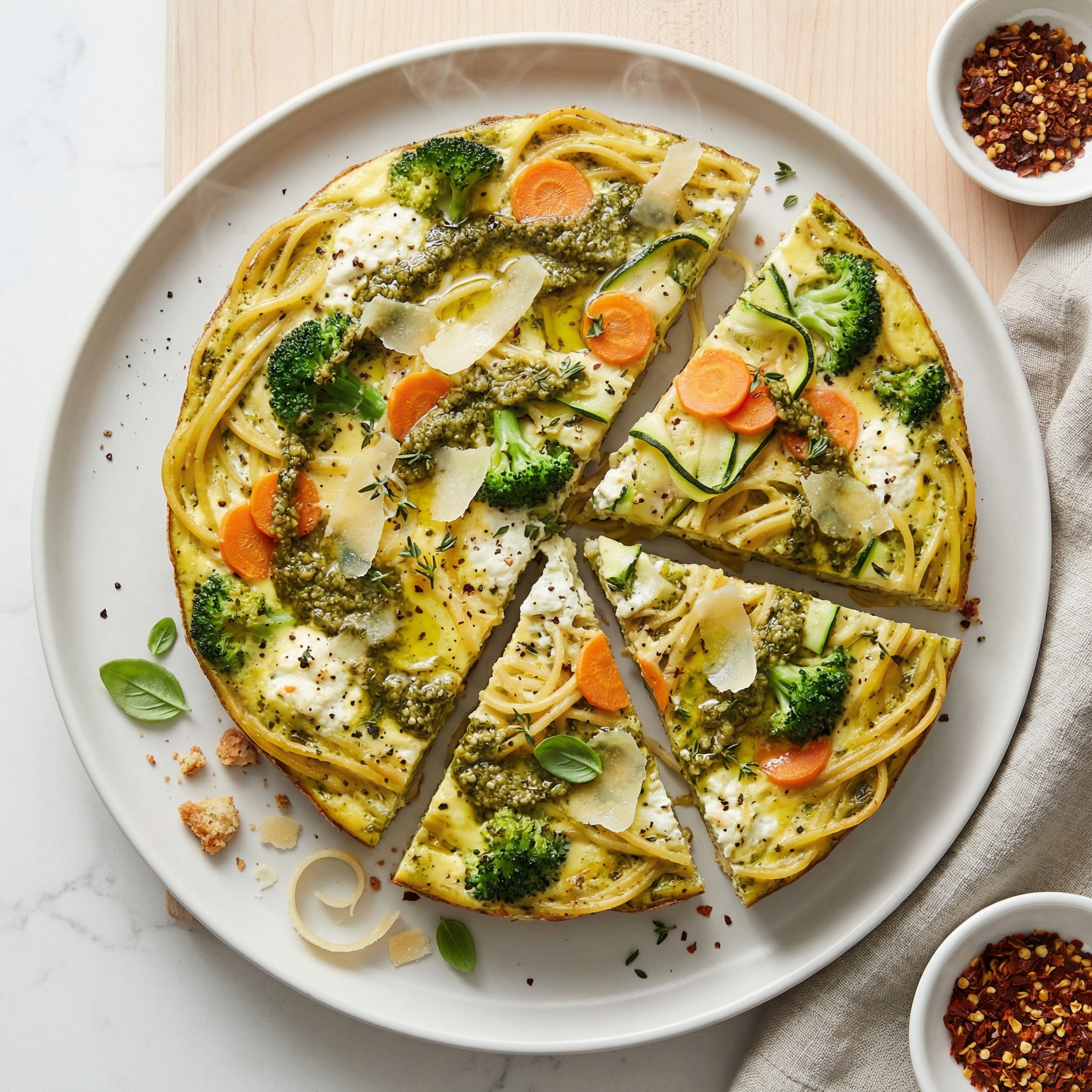 Spaghetti and Pesto Egg Frittata