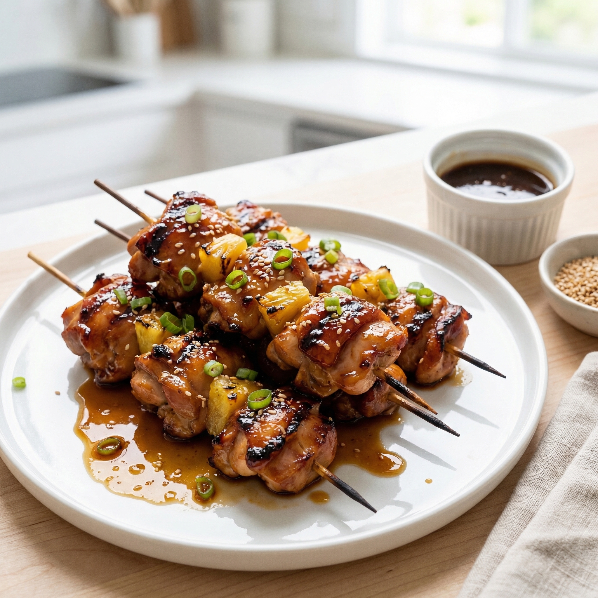 Pineapple Teriyaki Chicken Thigh Kebabs