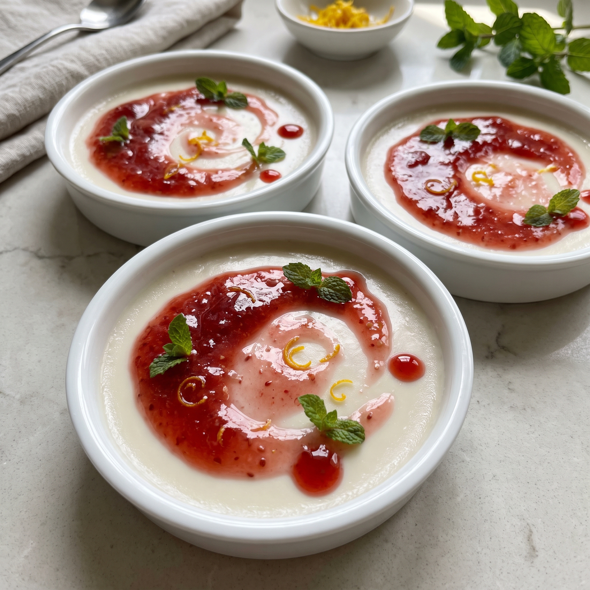 Plant-Based Panna Cotta with Strawberry–Rhubarb