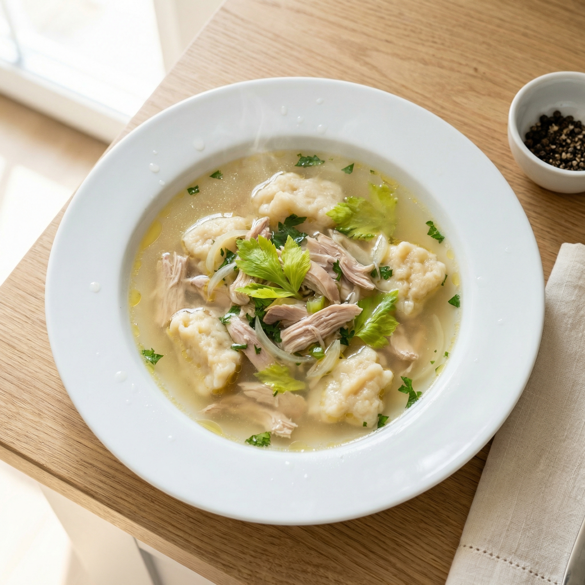 Polish-Style Chicken Soup with Hand-Cut Dumplings