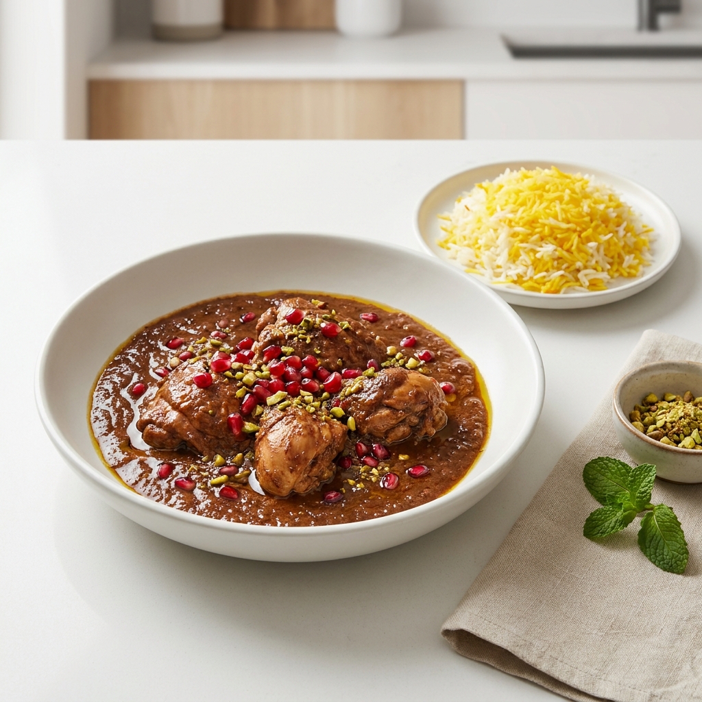 Pomegranate Stew with Chicken (Khoresh Fesenjan)