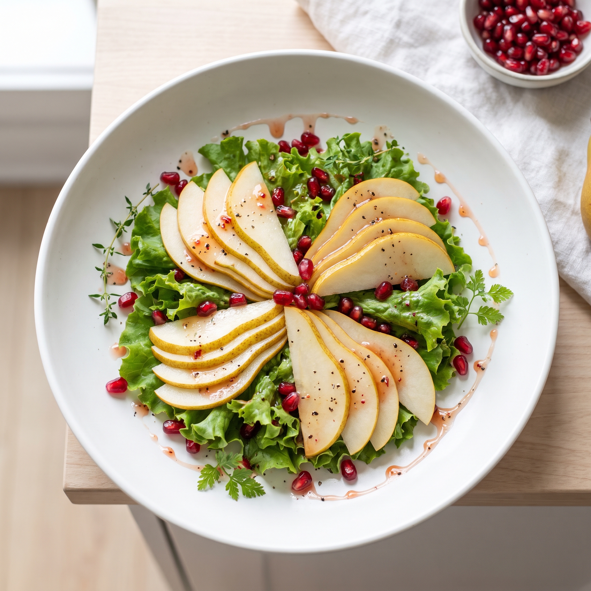Pomegranate and Pear Green Salad