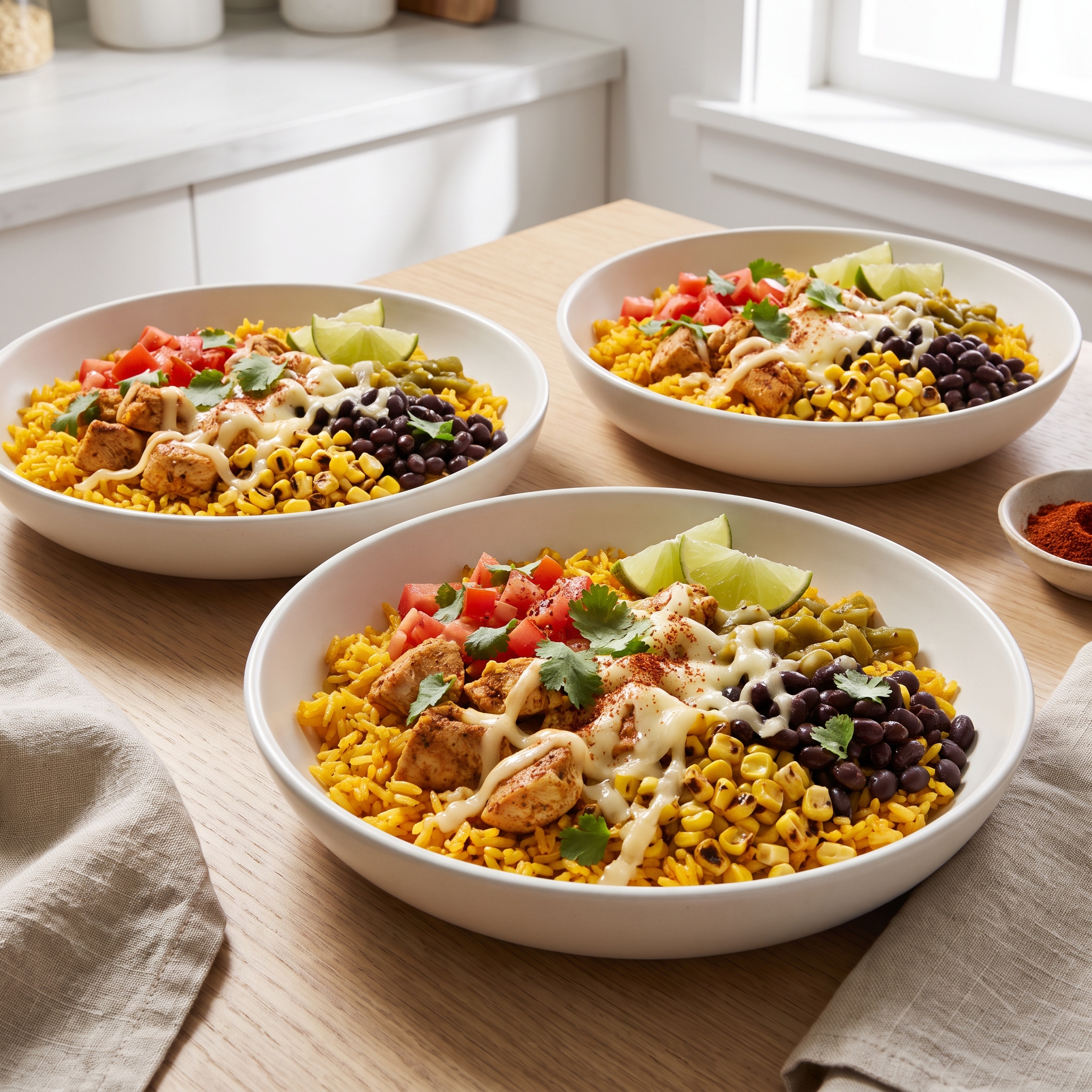 Pressure Cooker Chicken and Rice Mexican Bowls