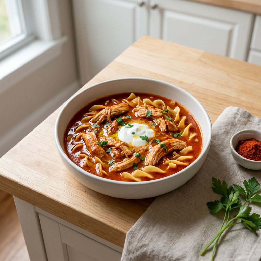 Pressure Cooker Chicken Paprikash with Egg Noodles
