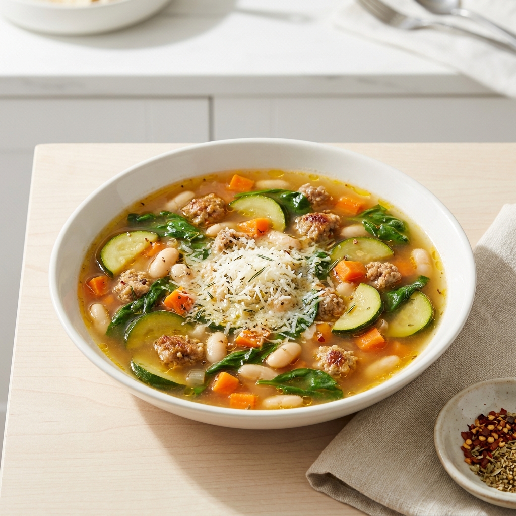 Pressure Cooker Minestrone with Turkey Sausage