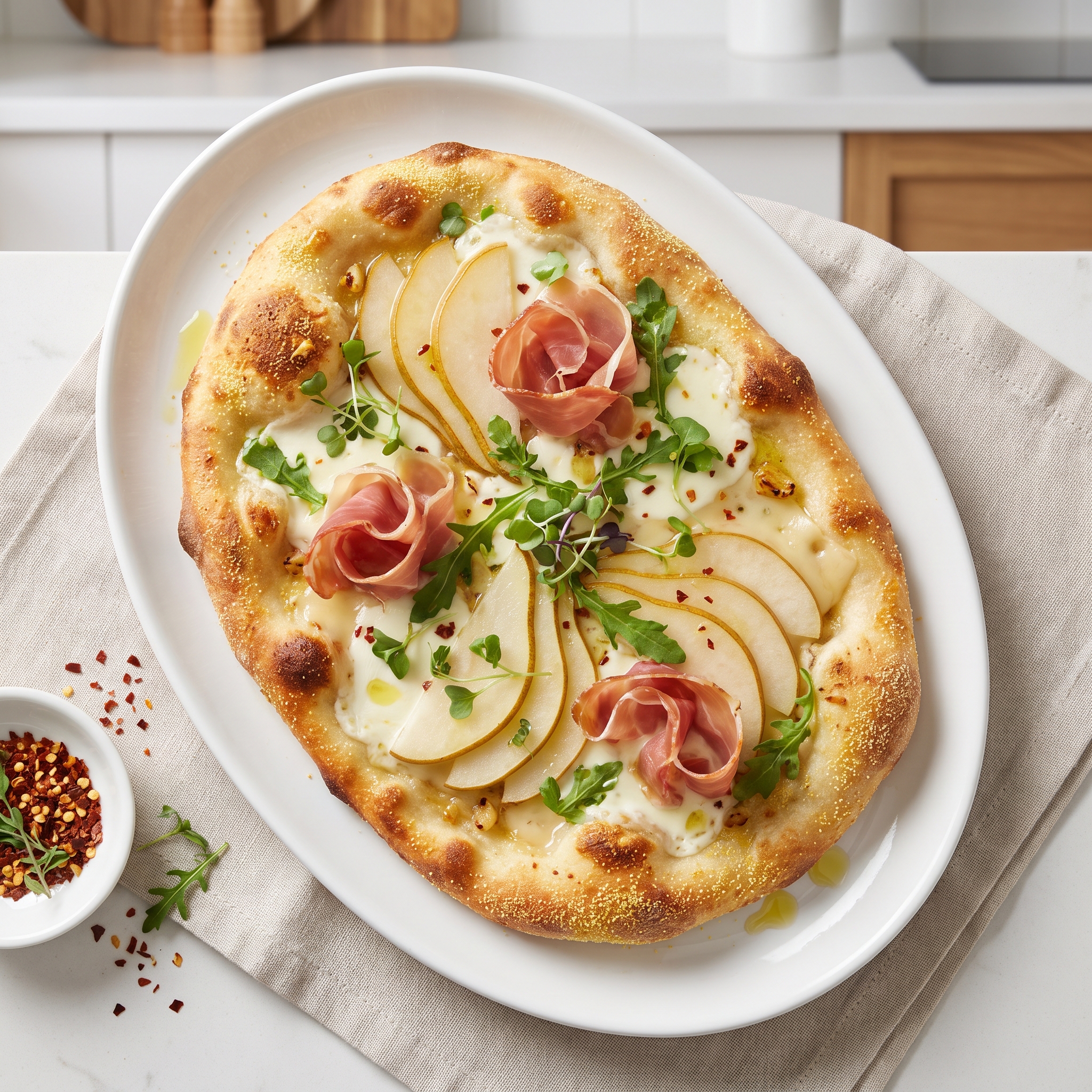 Prosciutto and Pear Flatbread Pizza