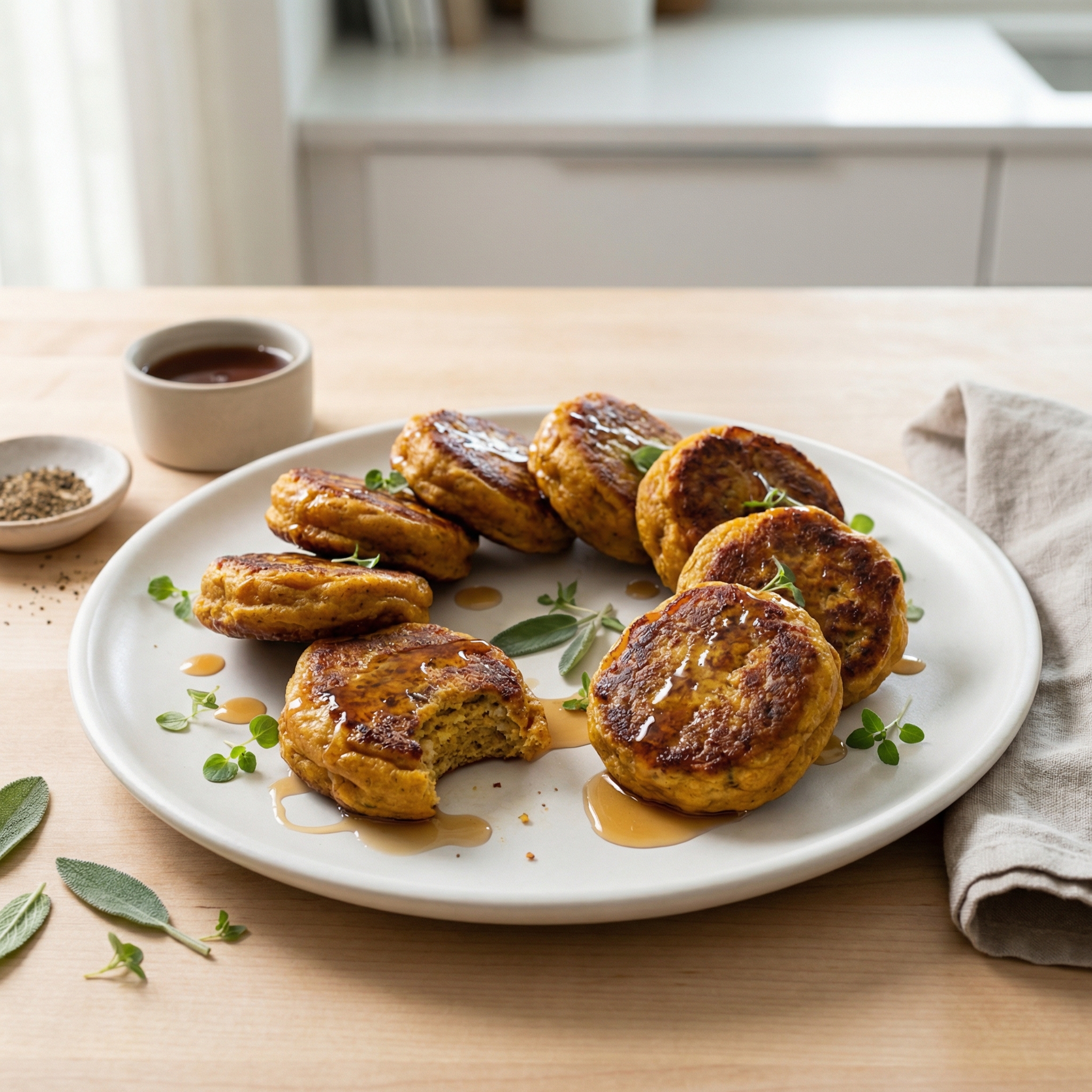 Pumpkin Pancake-Dipped Sausage Patties