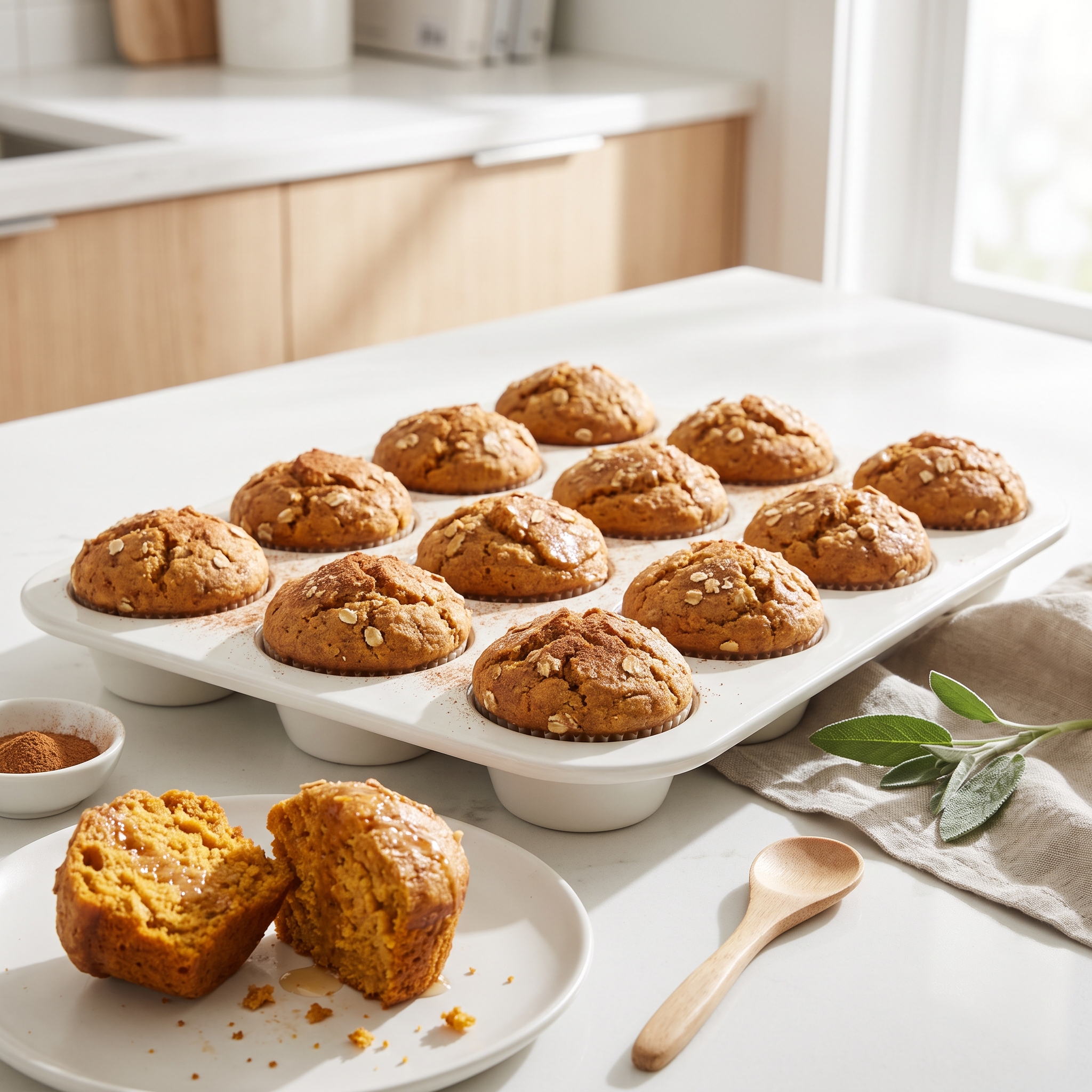 Pumpkin Pie-Oat Flour Muffins