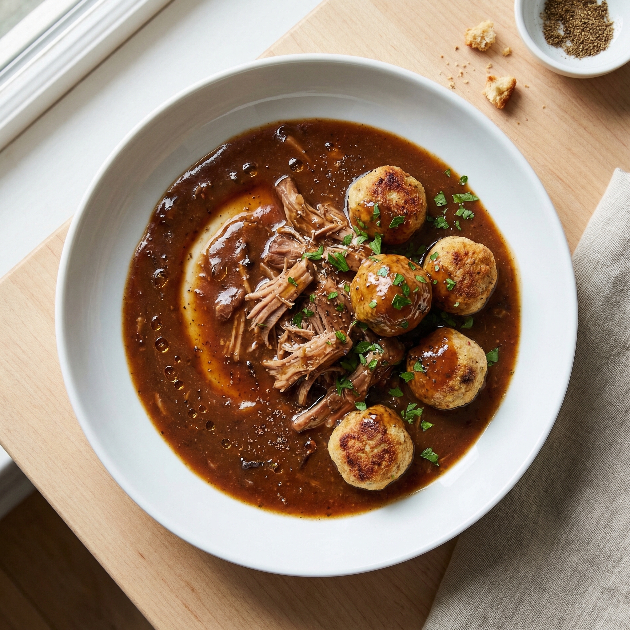 Quebec Ragout of Pork Shanks with Spiced Meatballs