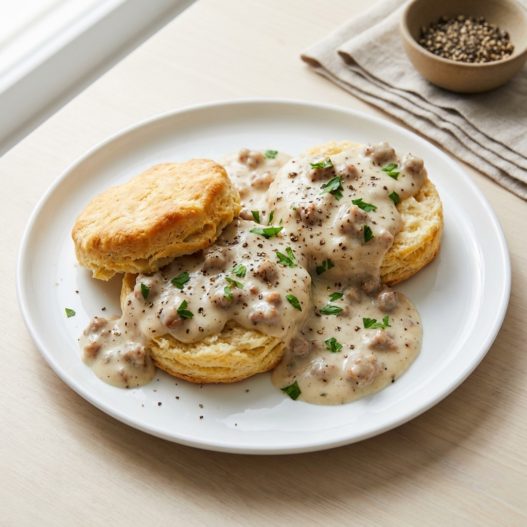 Quick Biscuits with Creamy Sausage Gravy