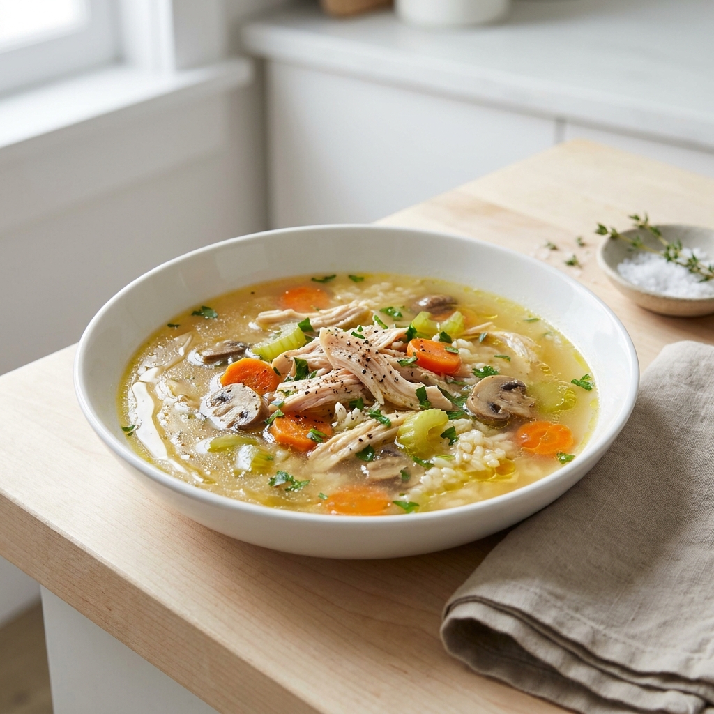 Quick Chicken Soup with Rice and Noodles