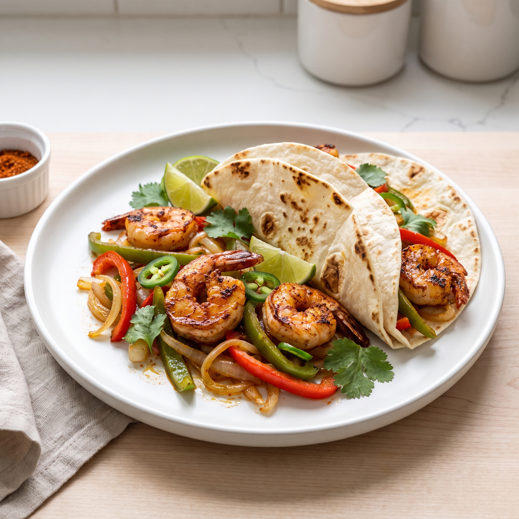 Quick Grilled Shrimp Fajitas