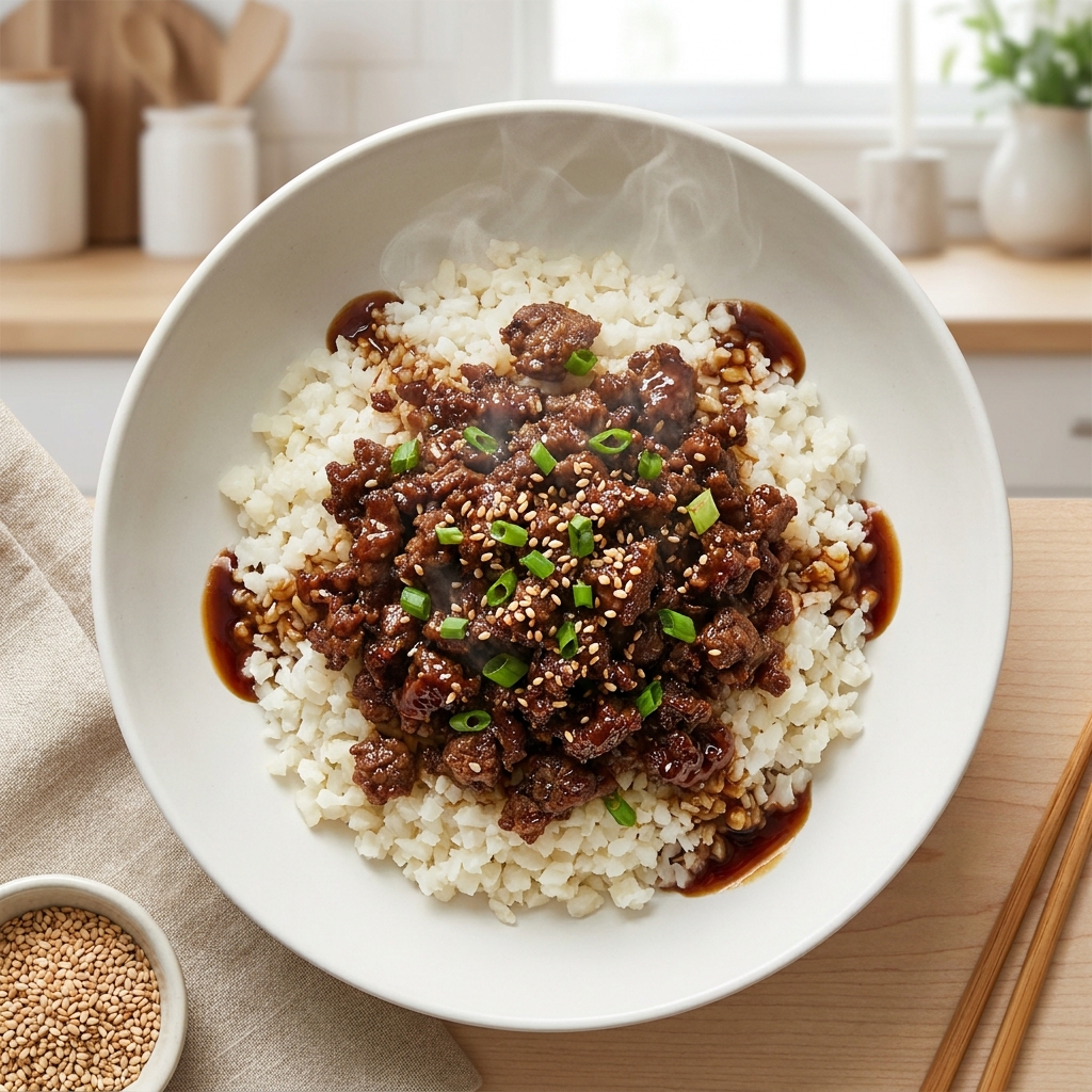 Quick Keto Korean-Style Beef with Cauliflower Rice